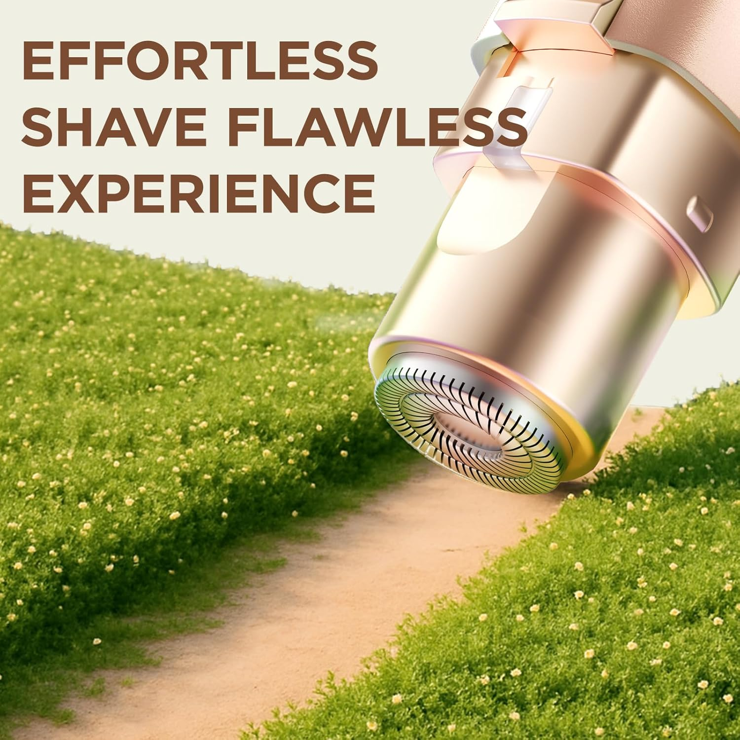 VG VOGCREST Rechargeable Facial Hair Removal for Women: 2-In-1 Electric Eyebrow and Facial Hair Removal Device - Suitable for Eyebrows Chin Cheeks Features a Built-In LED Light (Gold) - Green image number 7