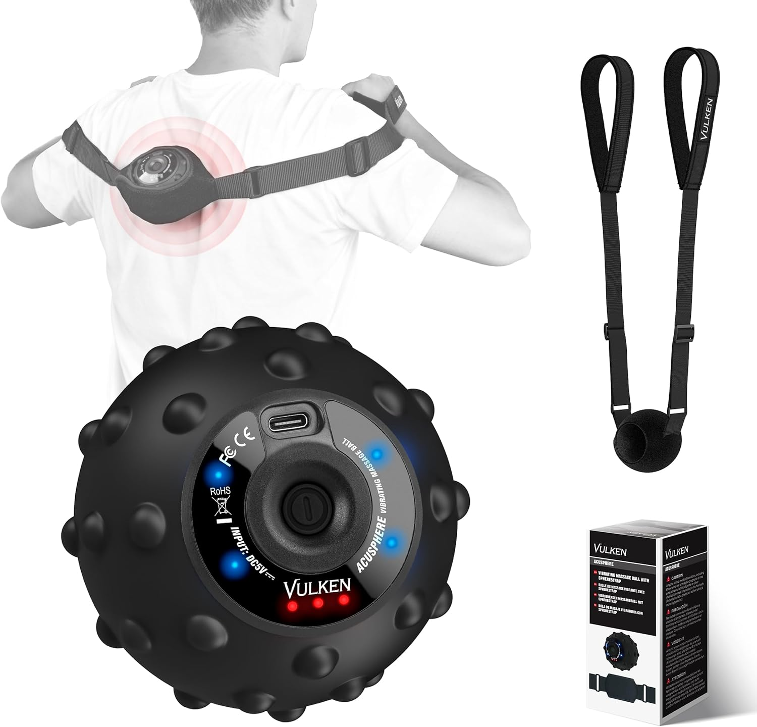 Vulken Acusphere 4 Speed High Intensity Vibrating Massage Ball for Muscle and Plantar Fasciitis Pain Relief, Myofascial Release and Trigger Point Treatment. Foot Massage Roller image number 1