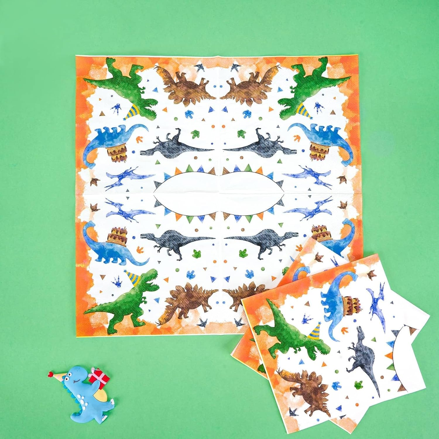 Watercolor Dinosaur Party Supplies - 50 PCS Dinosaur Birthday Party Decorations for Boys Kids Disposable Paper Napkins for Dino Themed Party Baby Shower Family Dinner Summer Party Favor