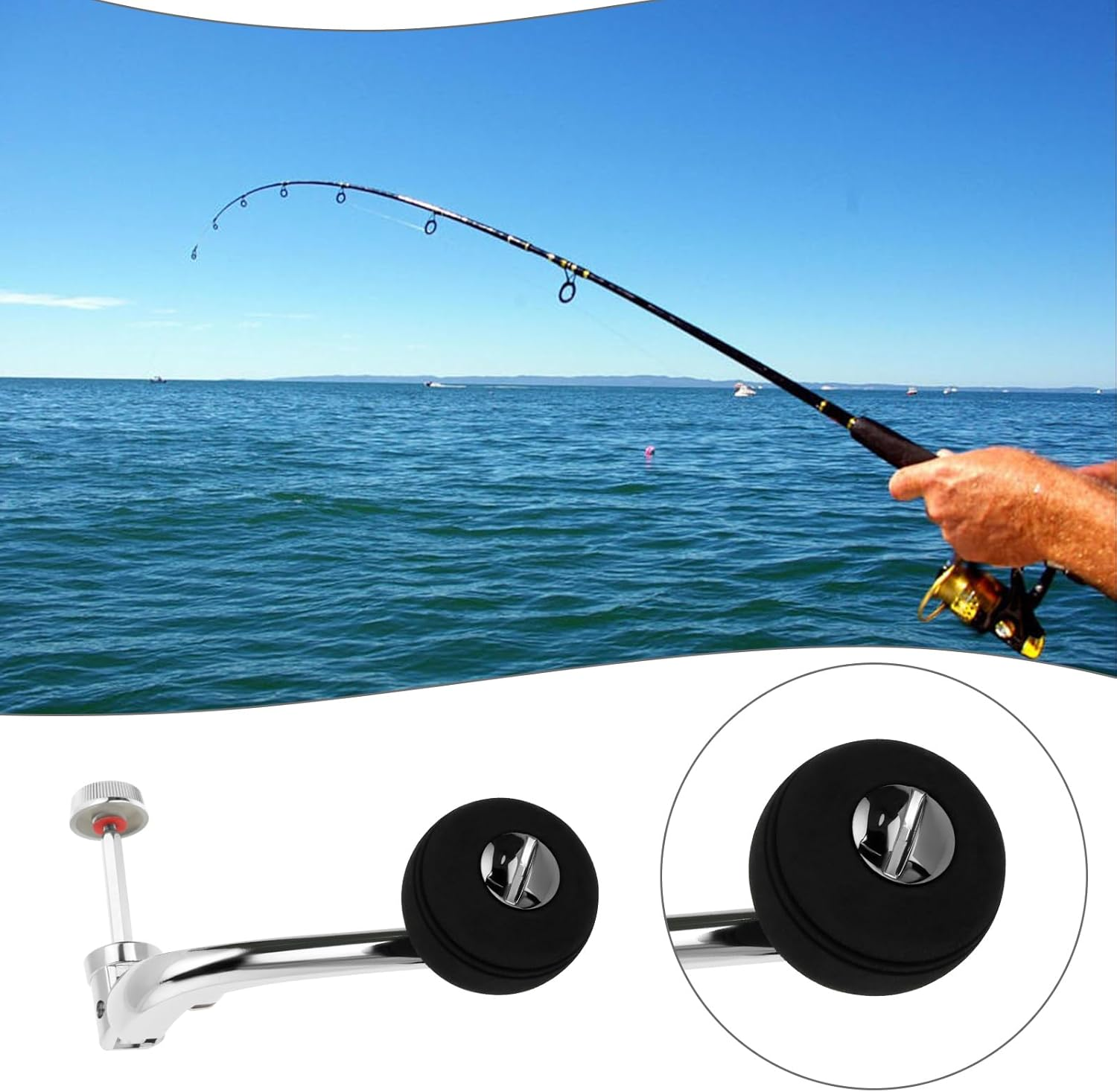 3PCS Fishing Reel Handle Aluminum Alloy with EVA Knob Fishing Spinning Reel Handle for 1000-7000 Series Spinning Reel 3 Size Silver image number 6