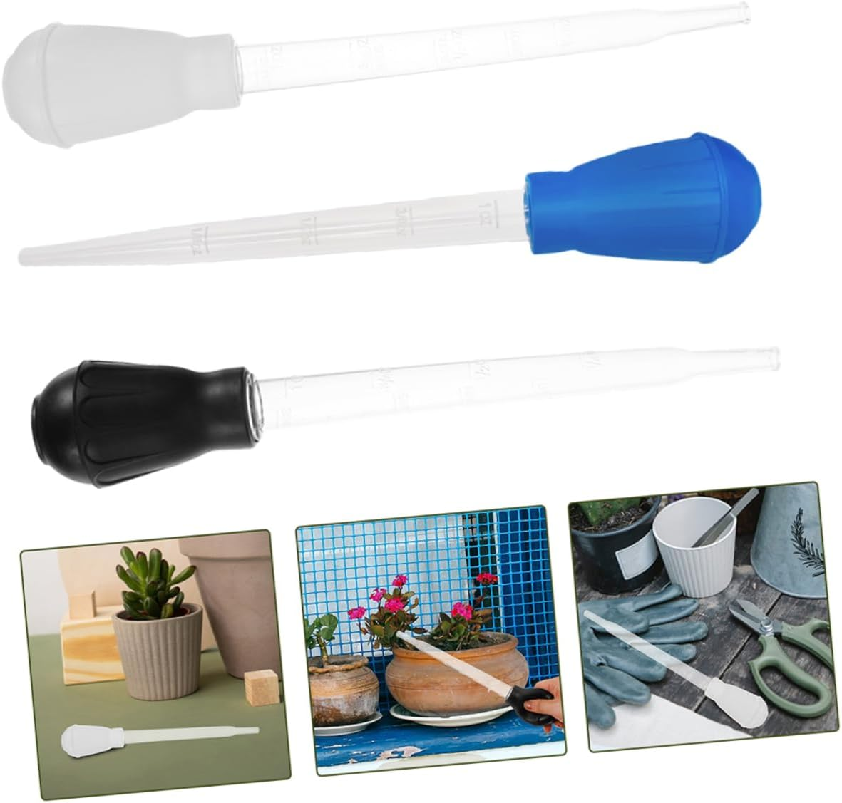 Plant Saucer Water Absorber and Water Tool Gardening Equipment Plastic Sturdy Suck Tube 3Pcs Set for Convenient and Use in Gardening image number 3