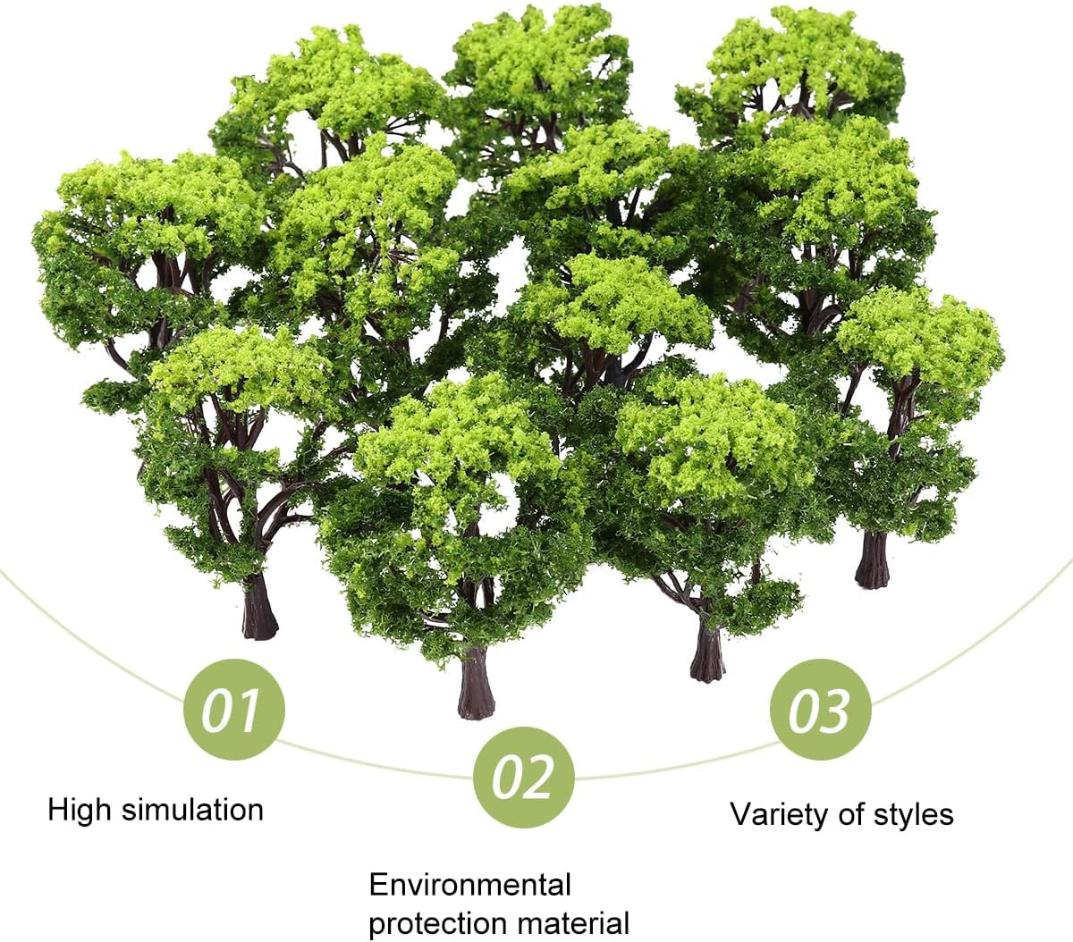 BESPORTBLE 12Pcs Mini Diorama Trees Static Grass 1/64 Model Scenery for Garden Diorama Models Trees Trains Forest Animals Scale Scenery Tree Supplies Mix image number 1