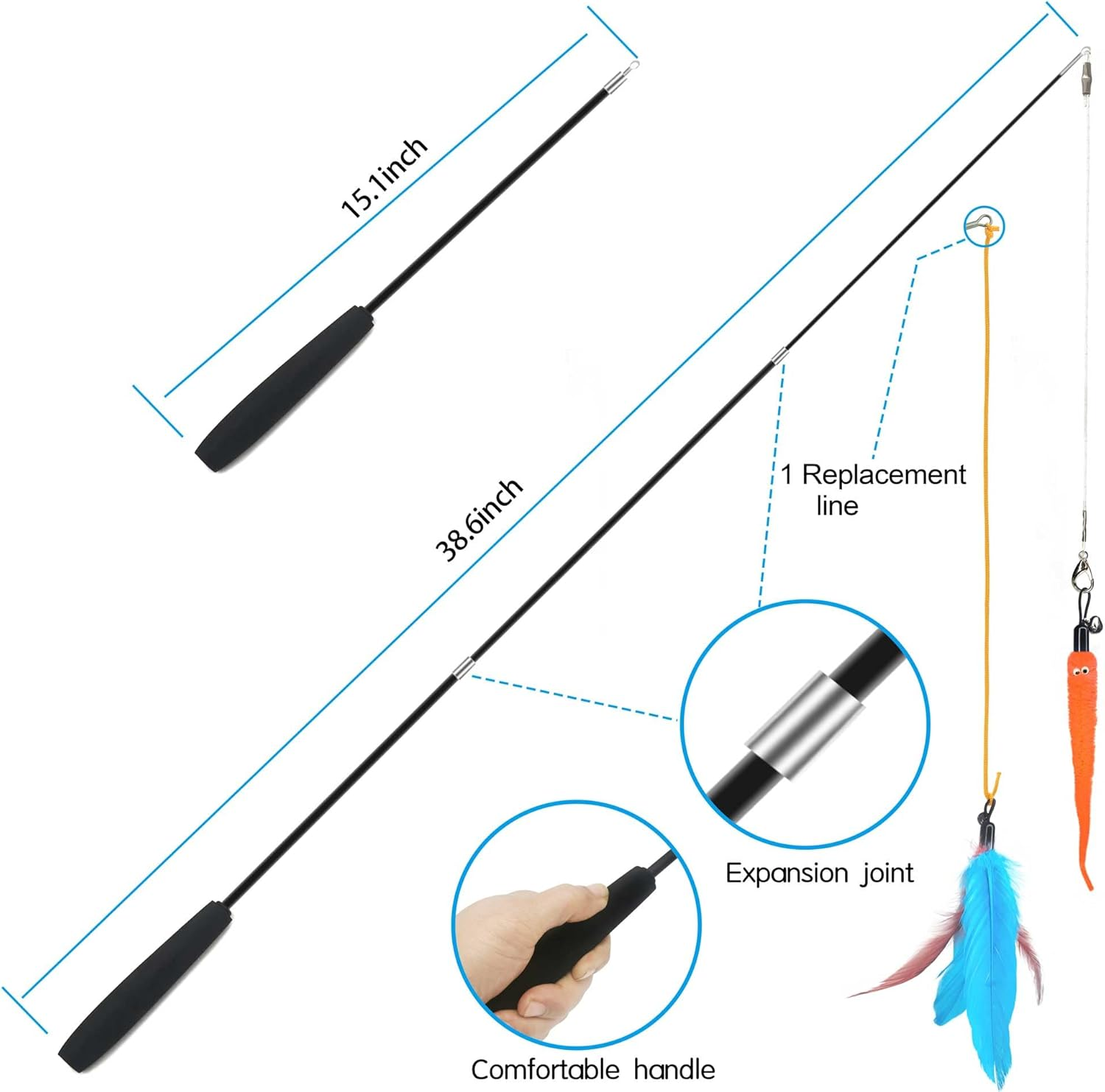 ZPH Cat Toys Interactive for Indoor Cats Interactive Feather Toy for Teaser Play and Chase Exercise with Kitten