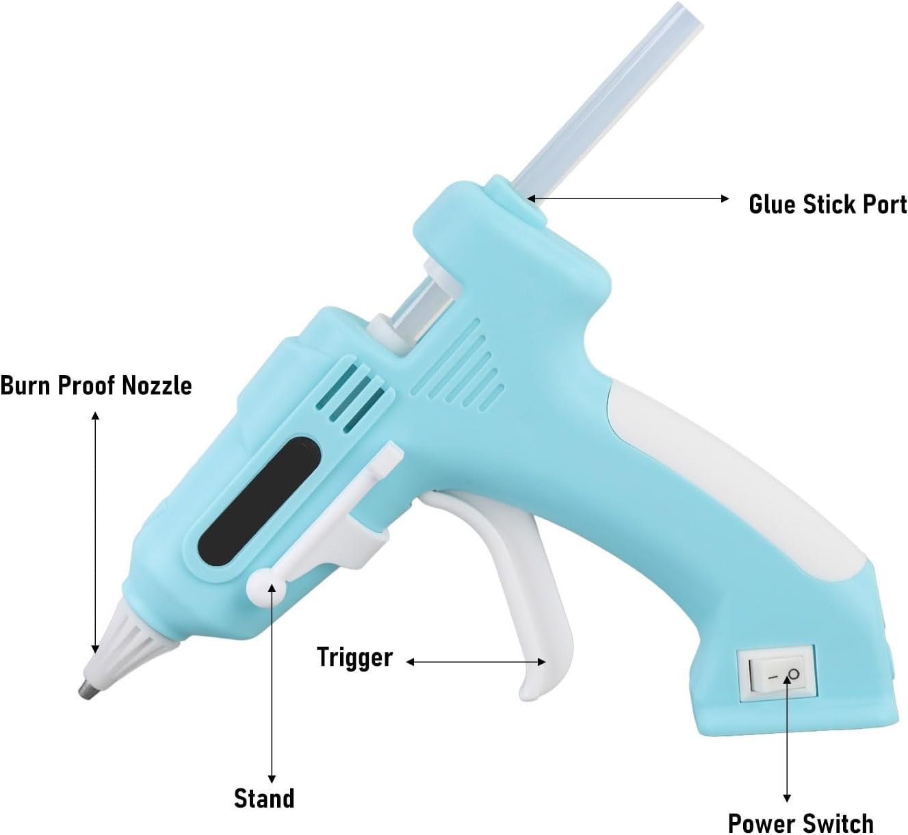 Cordless Hot Glue Gun Kit with 10 Glue Sticks, Fast Preheating Hot Melt Gun, 2000Mah Rechargeable Glue Gun with Nozzle Stand, for Crafts, Artwork, DIY Cat Carriers (Green) image number 1