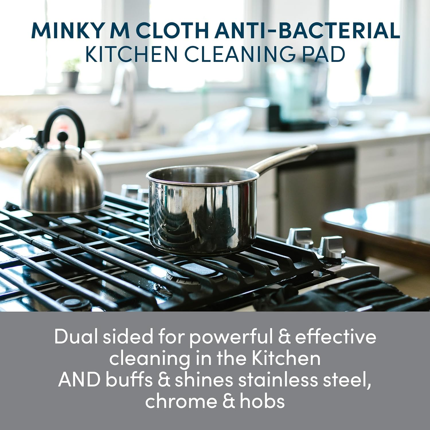 Minky M Cloth Anti-Bacterial Kitchen Cleaning Pad - Dual-Sided Microfibre Cleaning Cloth for Kitchen Surfaces - Minky Kitchen and Household Cleaning with Non-Scratch Technology