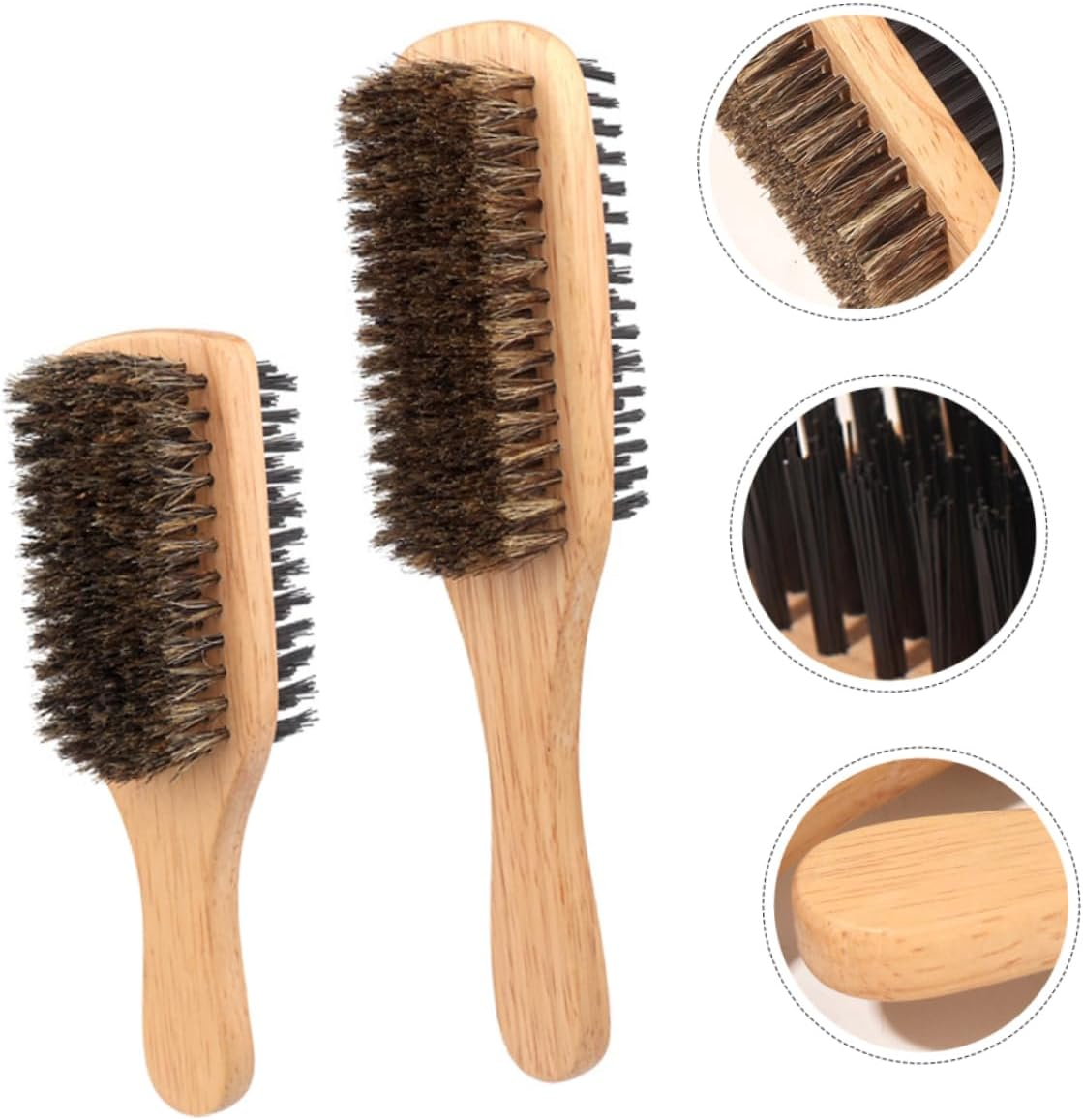 2Pcs Boar Bristle Hair Brushes Large and Small Double-Sided Styling Hair Brush for Men and Women and Cleaning image number 1