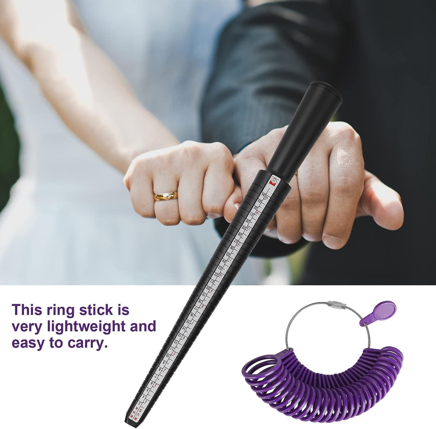 Jewelry Tool Set - Ring Mandrel Stick, Finger Size Measuring Kit with Sizer Belts, Plastic Gauge for Jewelry Making & Sizing image number 6