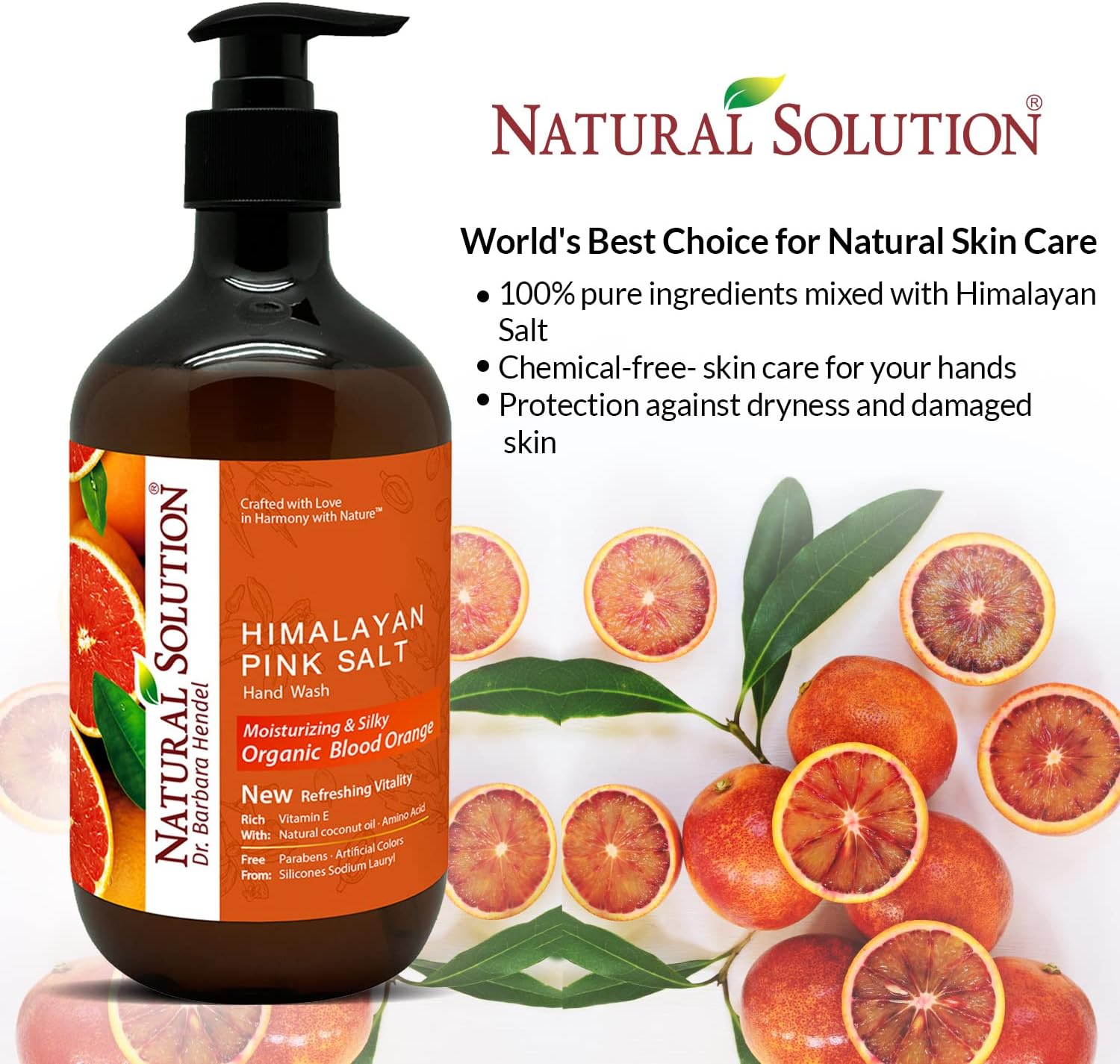 Natural Solution Himalayan Pink Salt Liquid Hand Soap,Moisturizing & Nourshing,Marula Oil - 14 Oz