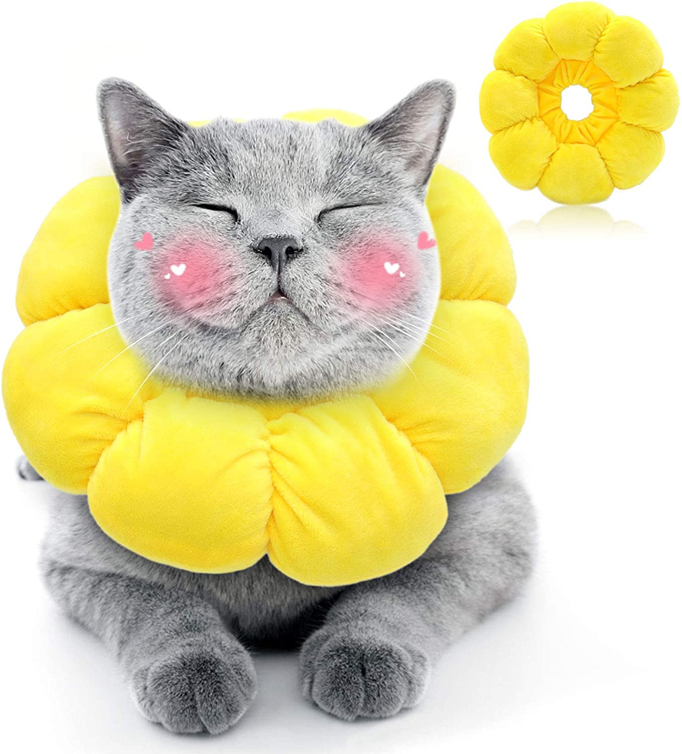 HYLYUN Cat Recovery Collar - Cute Sun Flower Neck Cat Cones after Surgery, Adjustable Cat E Collar, Surgery Recovery Elizabethan Collars for Kitten and Cats image number 6