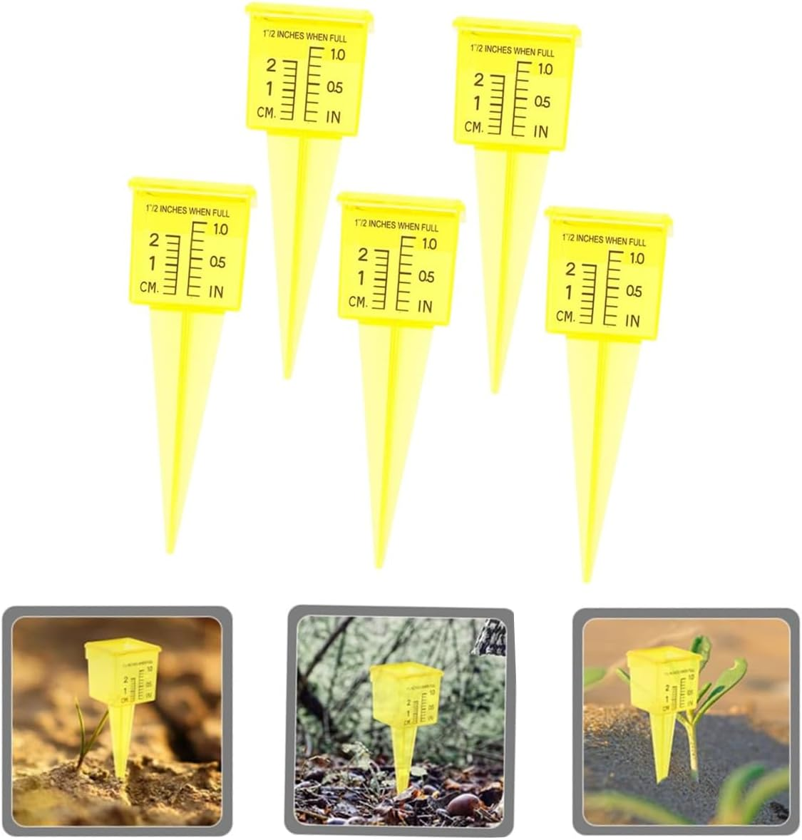 Bright Yellow Transparent Reusable Rain Gaugesgarden Water Gauge Outdoor Water Measuring Tool Plastic Sprinkler Gauge Instrument for Garden Lawn Backyard (Bright Yellow) image number 6