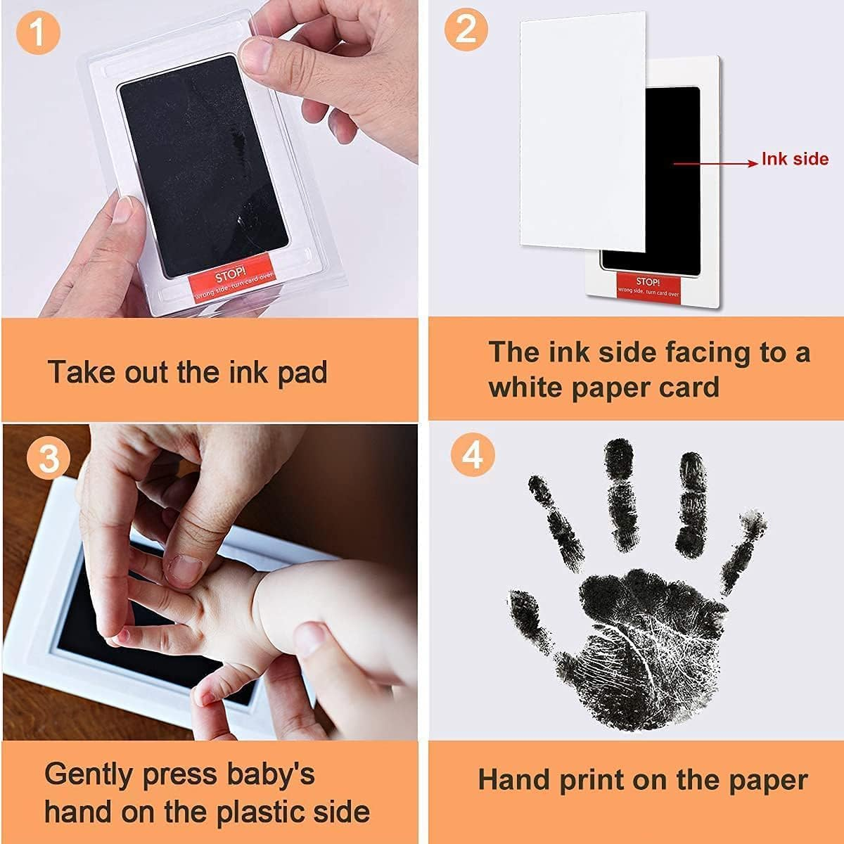 Inkless Baby Hand and Footprint Kit with 2 Ink Pads and 4 Imprint Cards, H HOME-MART Premium No-Mess Ink Pad for Baby Footprint Kit,Dog Paw Print Kit,Dog Nose Print Kit,Safe and Non-Toxic Ink Inkless Baby Print