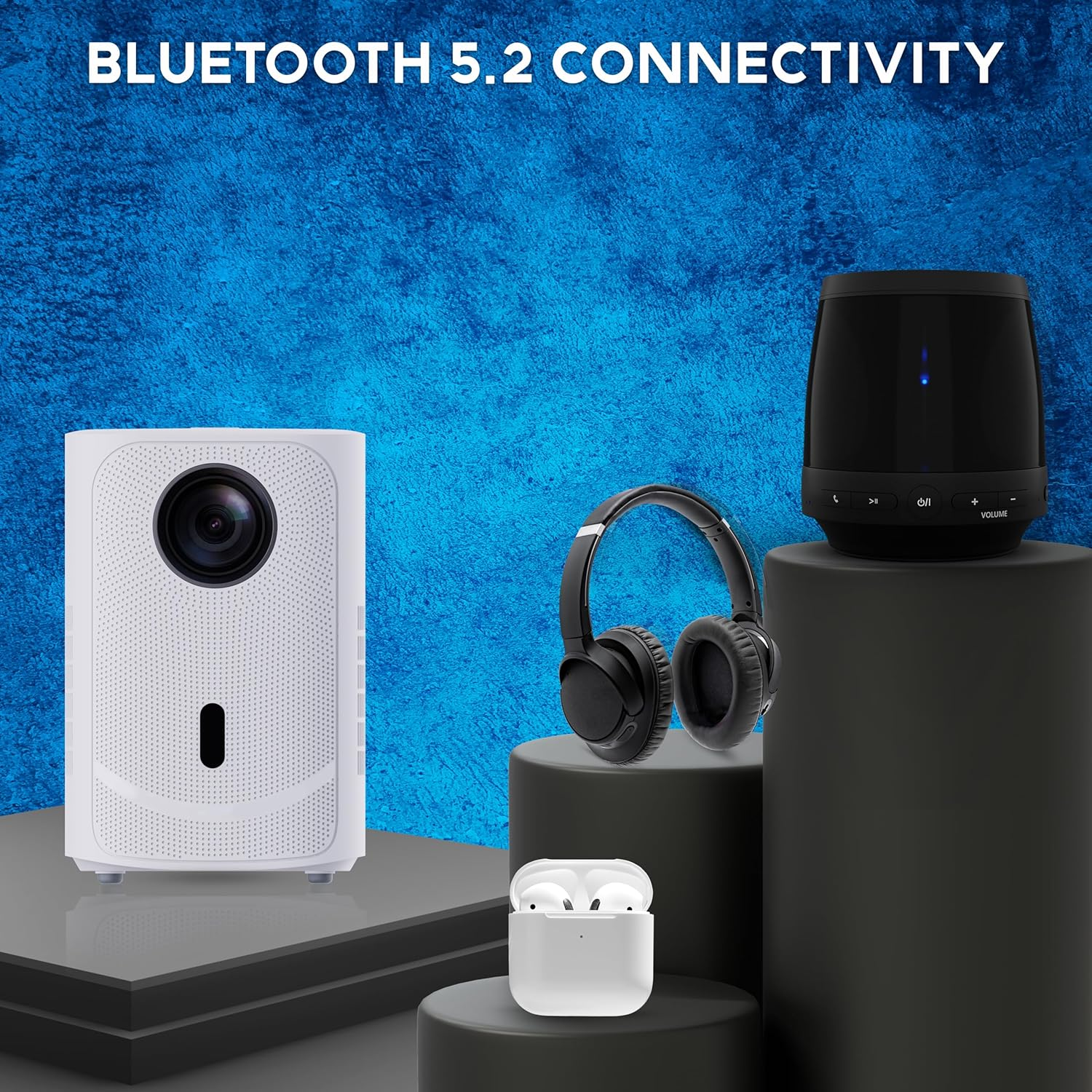 Electric Focus Projector - 200" HD 1080P Supported, 9500 Lumen LED Brightness Projector, 10,000:1 Contrast, Hifi Speaker, Bluetooth, 100,000-Hour Lamp Life image number 4