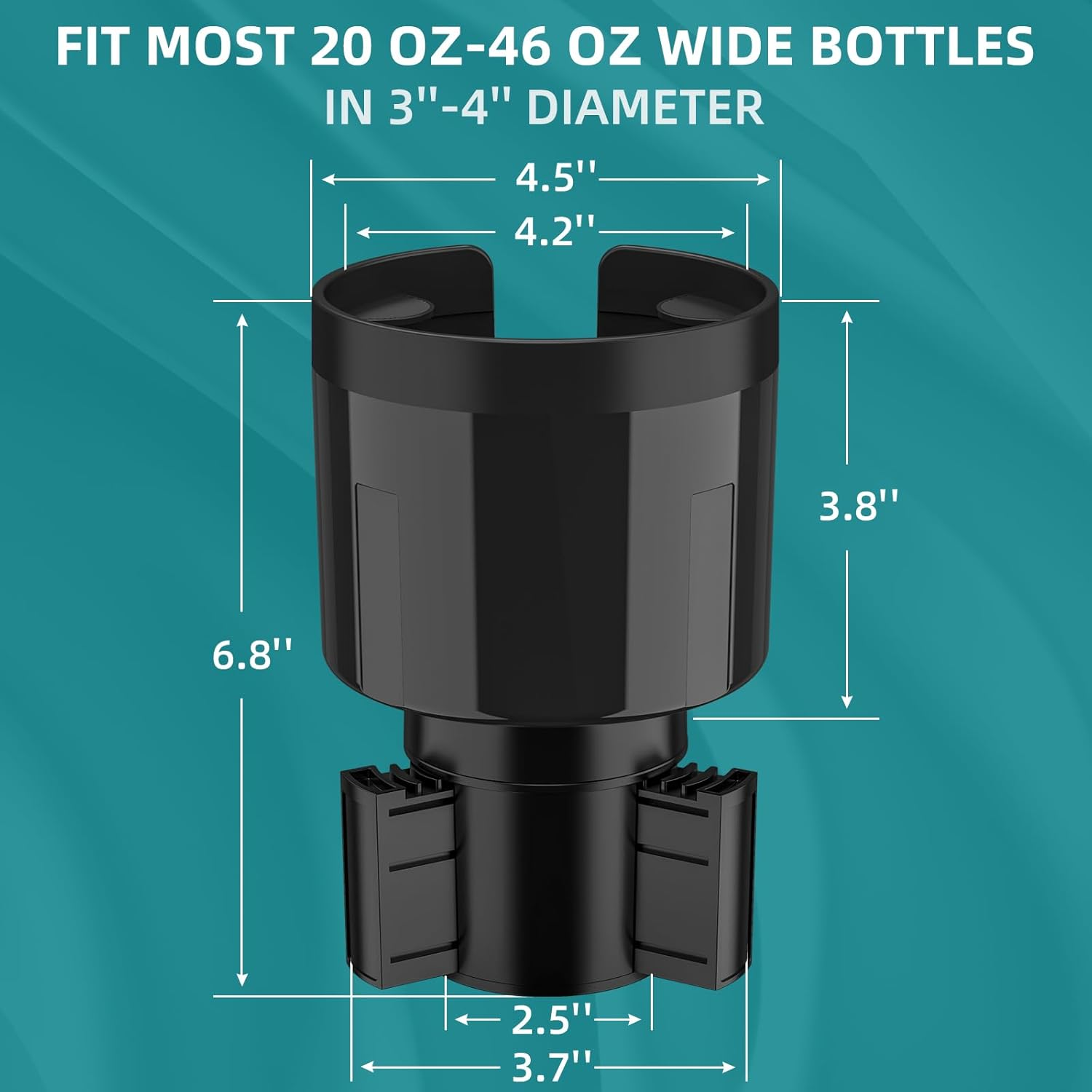 Car Cup Holder Expander, Cup Holder Extender with Expandable Insert, Fits Large Water Bottles 500-1400 ML (7.1-10.5 CM)