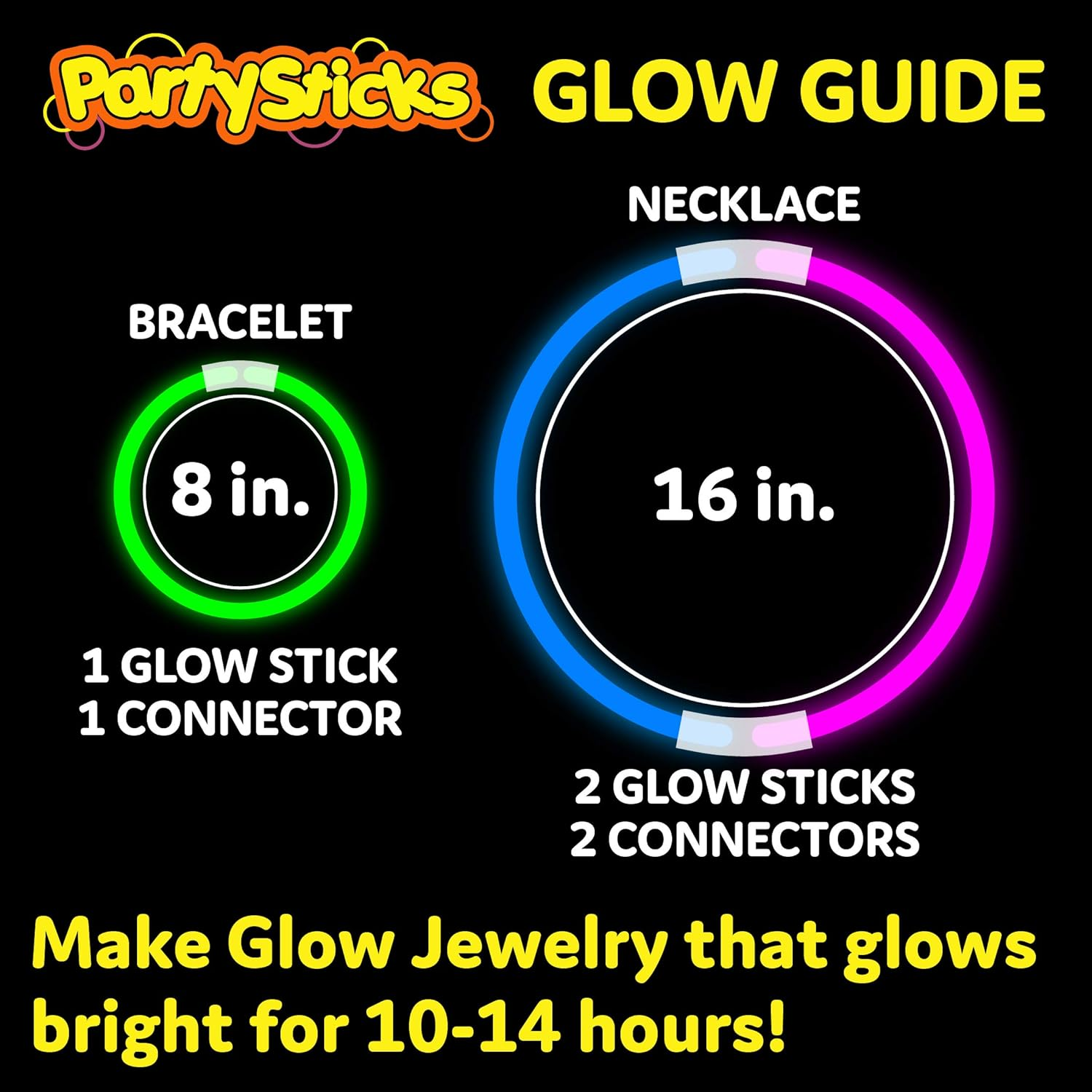 Partysticks 200 Count Glowsticks Glow Light Stick Bracelets Mixed Colours Wholesale Pack (2 Tubes of 100), 20Cm L image number 6