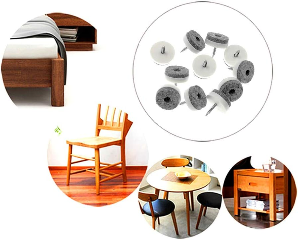 40Pcs Furniture Glide,Screw-On Felt Pad Slider Floor Protector for Wooden Leg Feet of Chair Tabel Sofa(&Phi;28Mm or 1.1",White) image number 1