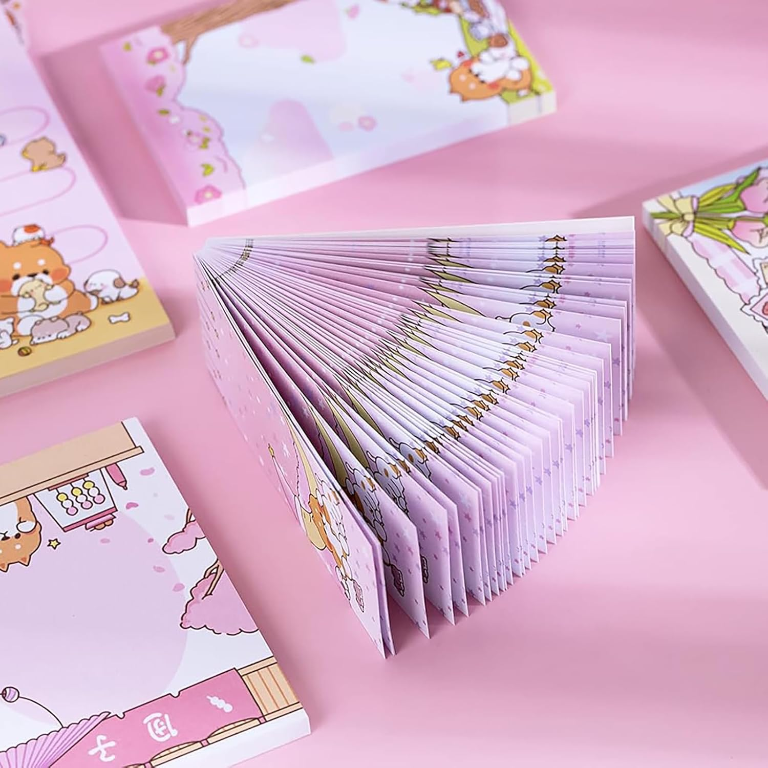 Doraking 250Sheets Cute Cartoon Dog Memo Notes Writing Pads Scrapbook Decorations TODO List for Planning with 2 Sheets Decorative Stickers, Doraking Shiba Inu Memos image number 3