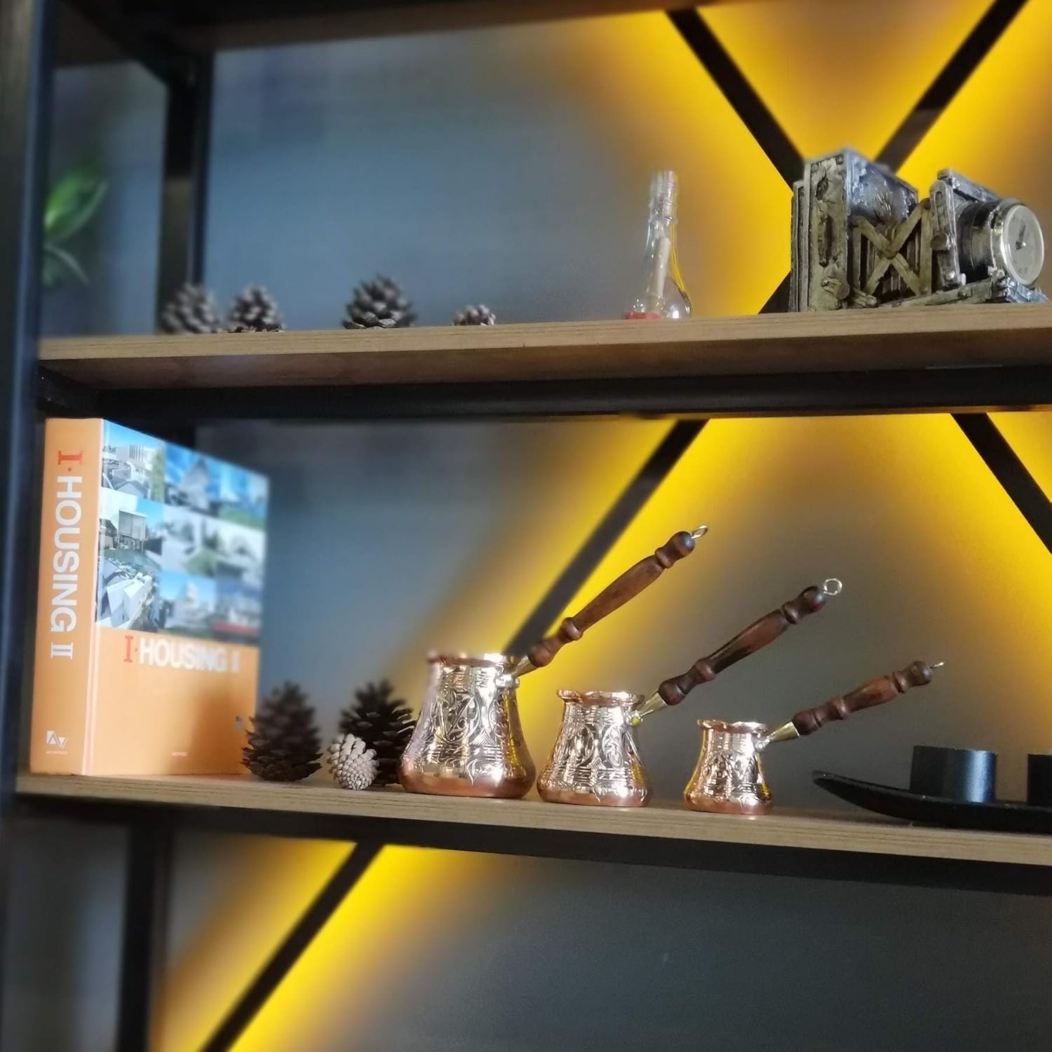 PC Series - Thickest Solid Copper Turkish Greek Arabic Coffee Pot, Heavy Duty Engraved Body Hammered Bottom with Wooden Handle, Stovetop Coffee Maker Jazzve Cezve Ibrik Xx-Large Copper image number 3