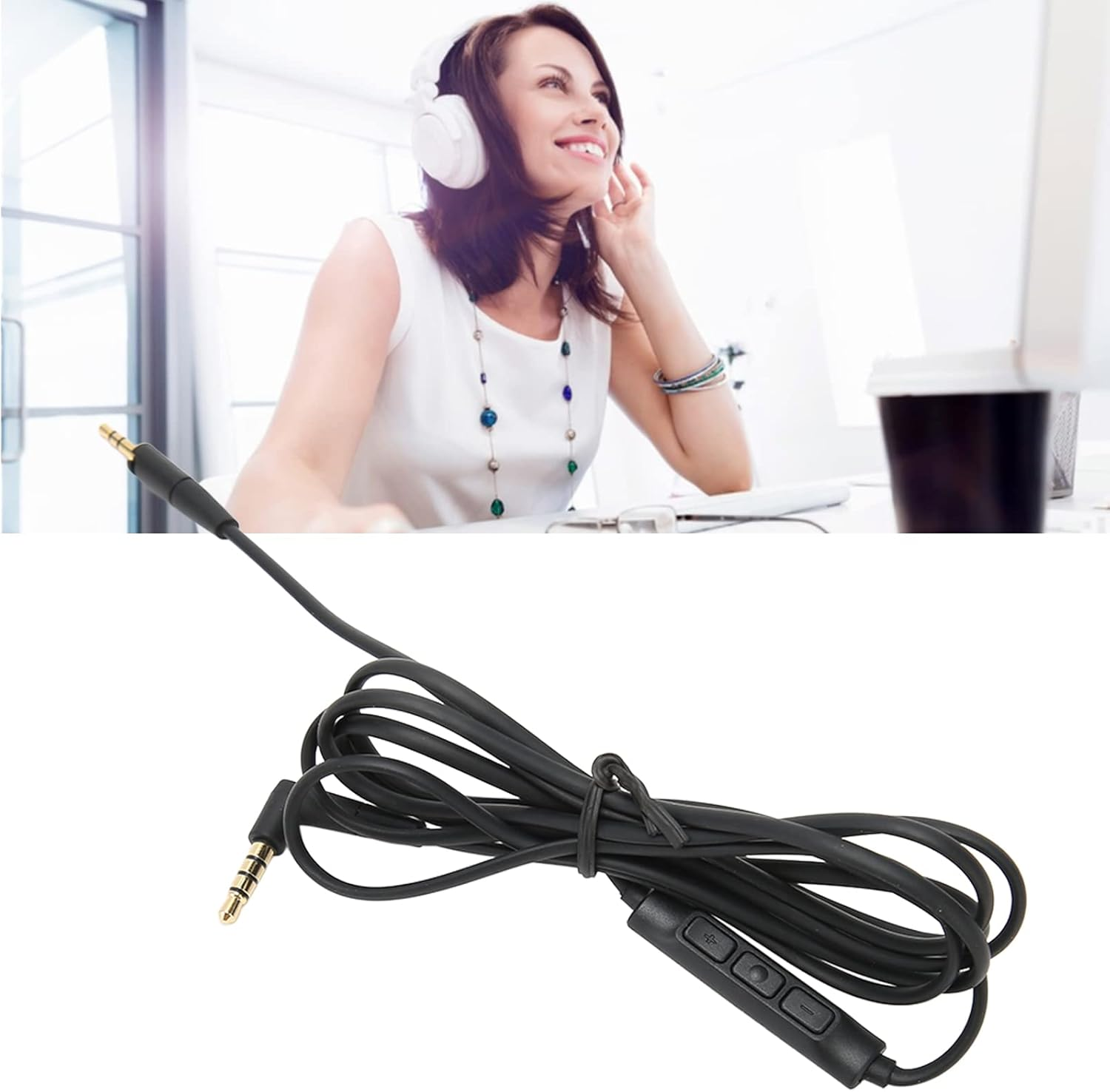 Replacement Headphone Cable with in Line Microphone Remote Volume Control for HD4.40, HD4.40BT, HD4.50, HD4.50BTNC, Hd4.30I, HD4.30G Headphones.
