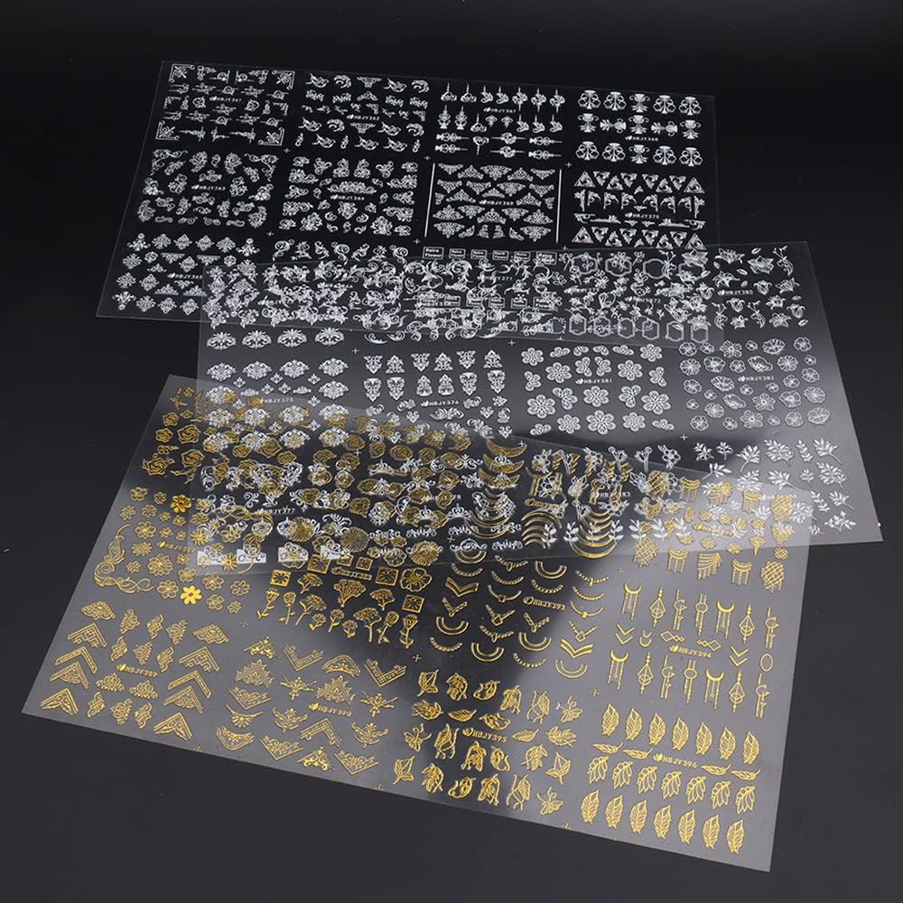 Flower Nail Art Stickers - White, 3D Self-Adhesive, Retro Floral Blossom Nail Decals for Women'S Acrylic Nails image number 1