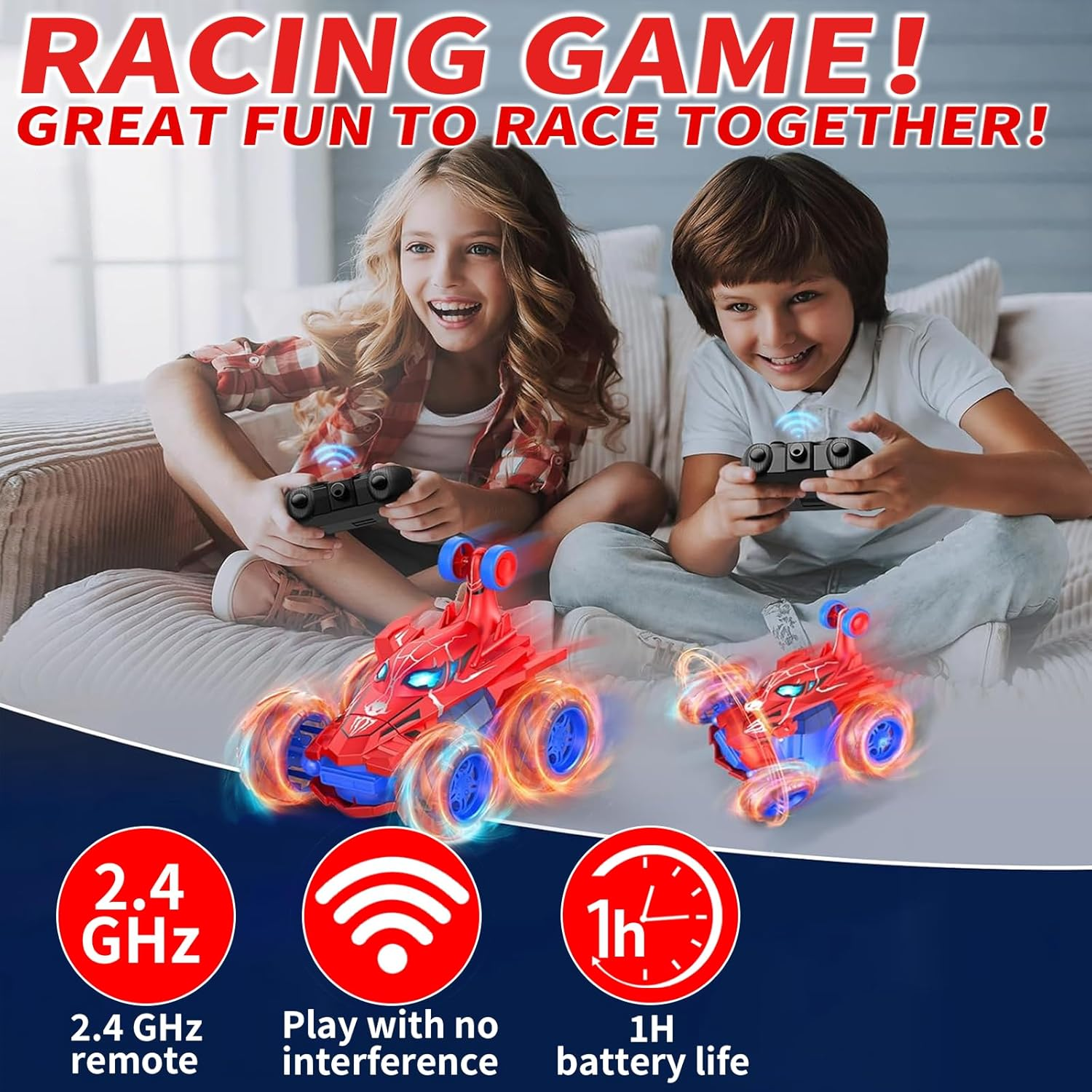 Spider Remote Control Car RC Cars Toys,With Headlight Double Sided Off-Road 360&deg; Rotating Rechargeable 4WD RC Stunt Car Indoor Outdoor Spider Toys for Boys Age 4-12 image number 5