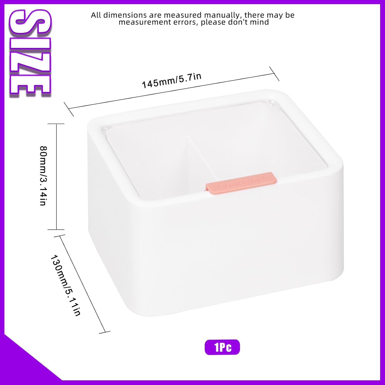 Swpeet 1 Pack White 2 Slot Plastic Cotton Swab Ball Holder, Cotton Pads Storage Canisters, Jar Plastic Container, Storage Container, Dispenser Box with Hinged Lid for Bathroom Home Storage Organizer image number 6