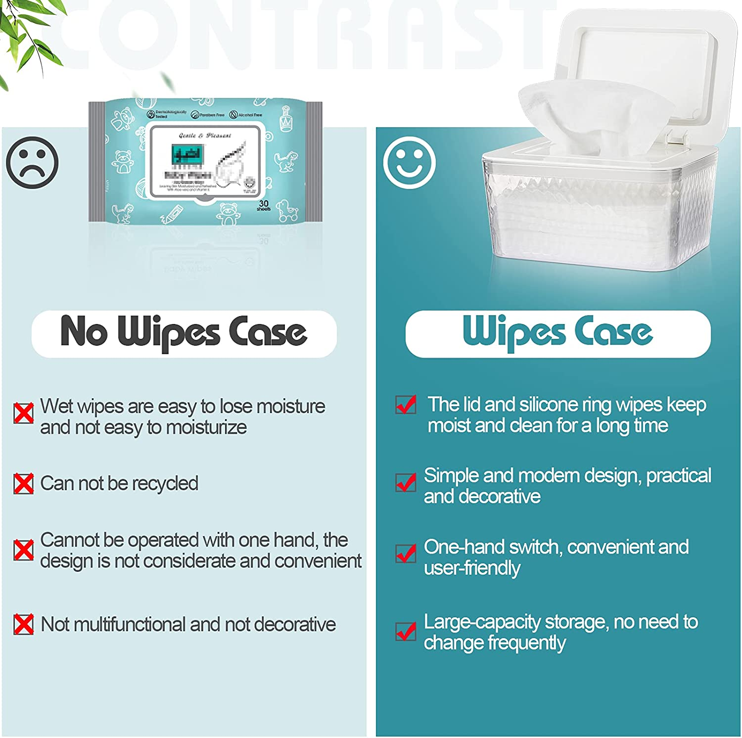 Wipes Holders, Dustproof Large Capacity Wipes Dispenser Box Case with Lid Keep Diaper Wipes Fresh (White) image number 4