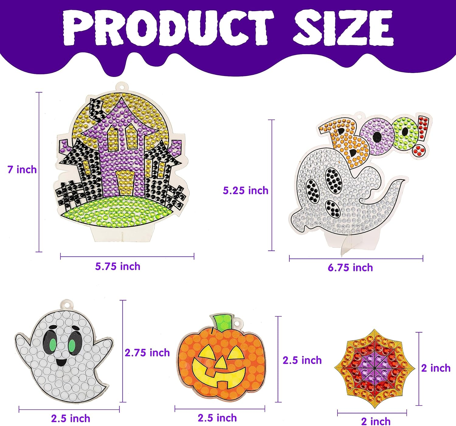 Klever Kits Halloween Gem Art Kit, Kids Halloween Crafts Party Supplies, Diamond Painting Kit with Stickers, Suncatchers, and Keychains, Party Favor DIY Activities School Game Goodies Gift image number 6