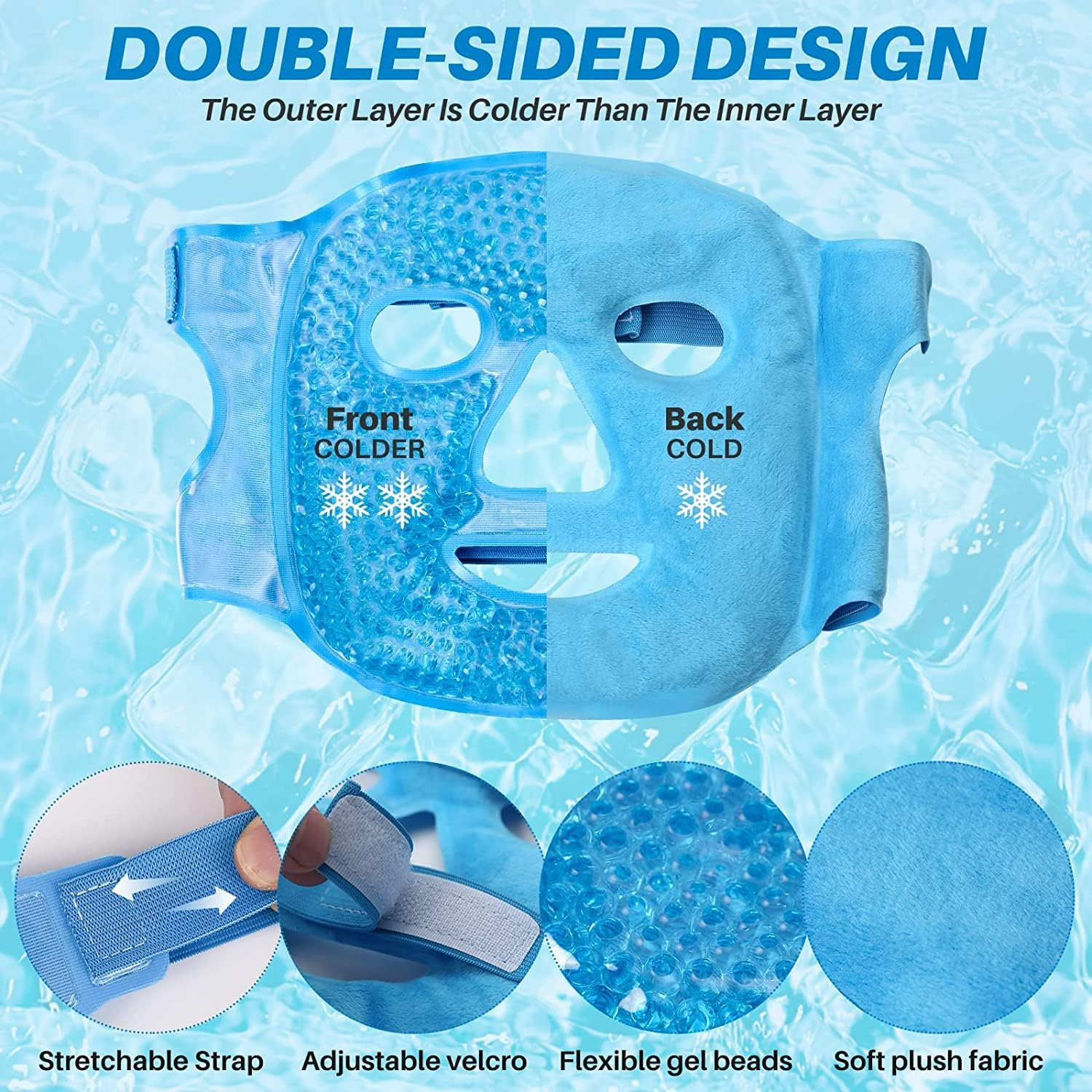 2Pack Gel Beads Face & Eye Masks Kit Hot/Cold Mask Cooling Ice/Heat Facial Eye Pack Therapy image number 5