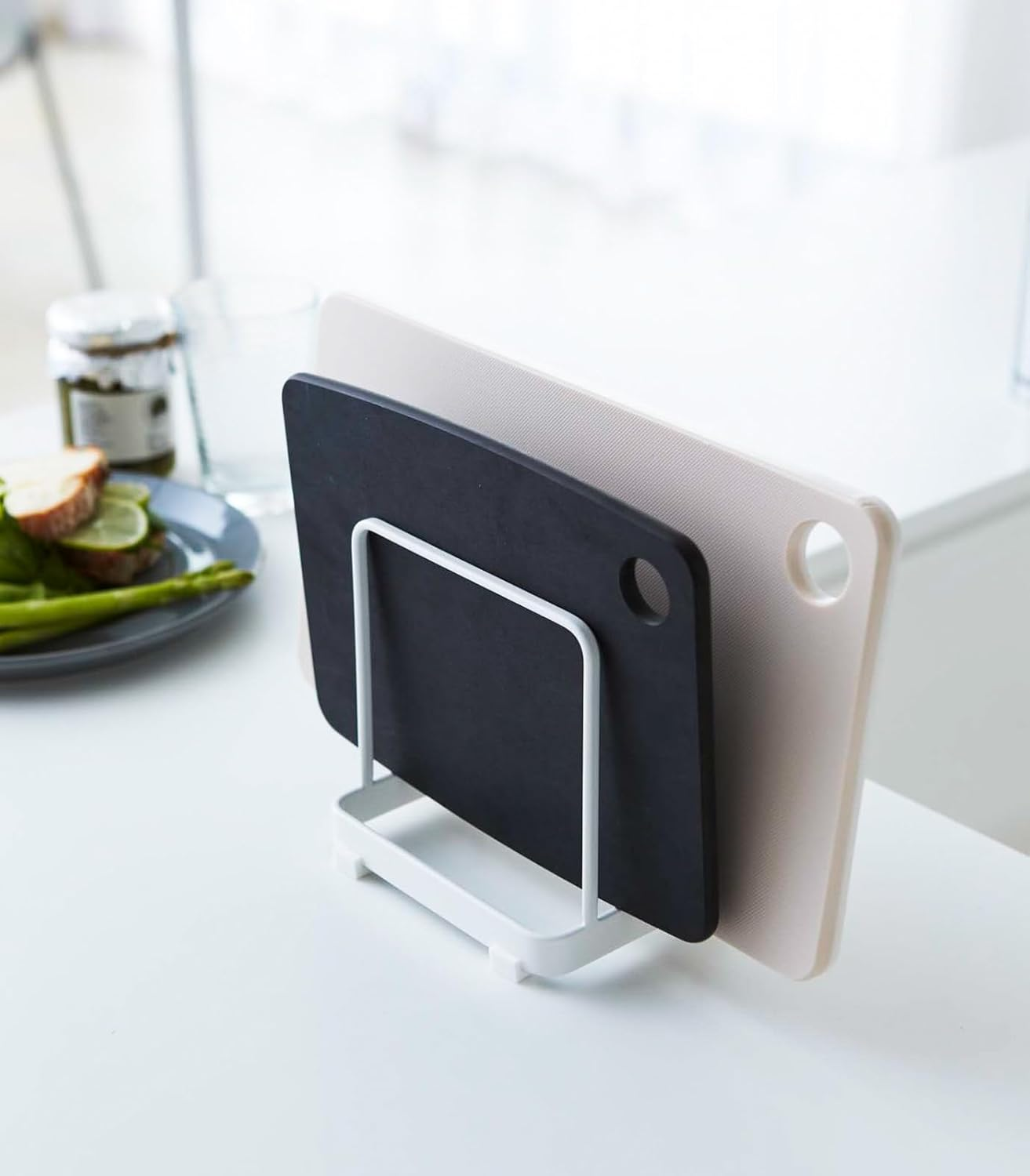 Yamazaki 2496 Cutting Board Stand, White, Approx. 4.7 X 3.5 X 4.7 Inches (12 X 9 X 12 Cm), Plate, Cutting Board Storage image number 3