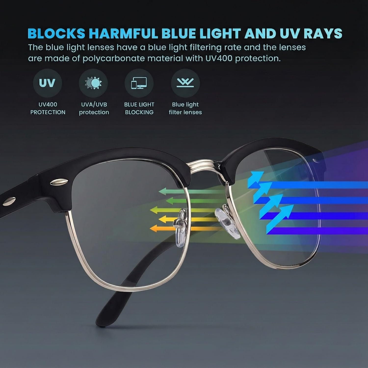 Racico Computer Blue Light Blocking Glasses 3 Pack Blue Light Glasses Men Women, anti Blu-Ray Clear Gaming Glasses Lenses image number 5