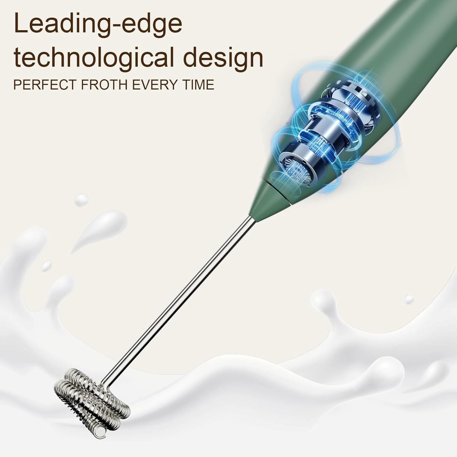 Powerful Handheld Milk Frother, Rechargeable Milk Frother Handheld Foam Maker with Stainless Whisk for Cappuccino, Latte, Bulletproof Coffee, Keto Diet, Protein Powder, Matcha image number 4