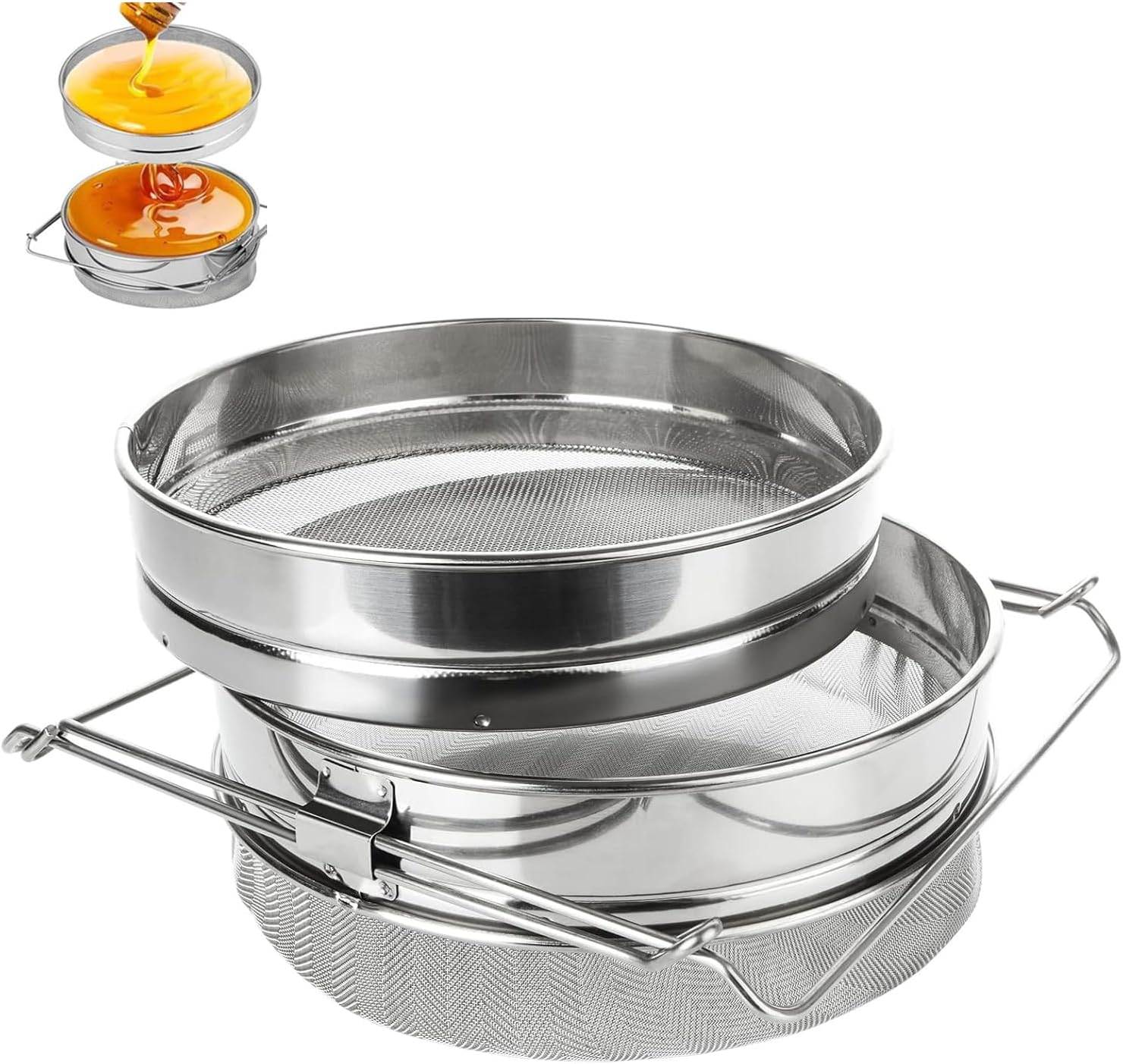 Stainless Steel Honey Filter Double Mesh Beekeeping Equipment Tool, Double Sieve Honey Fragment Filter image number 6