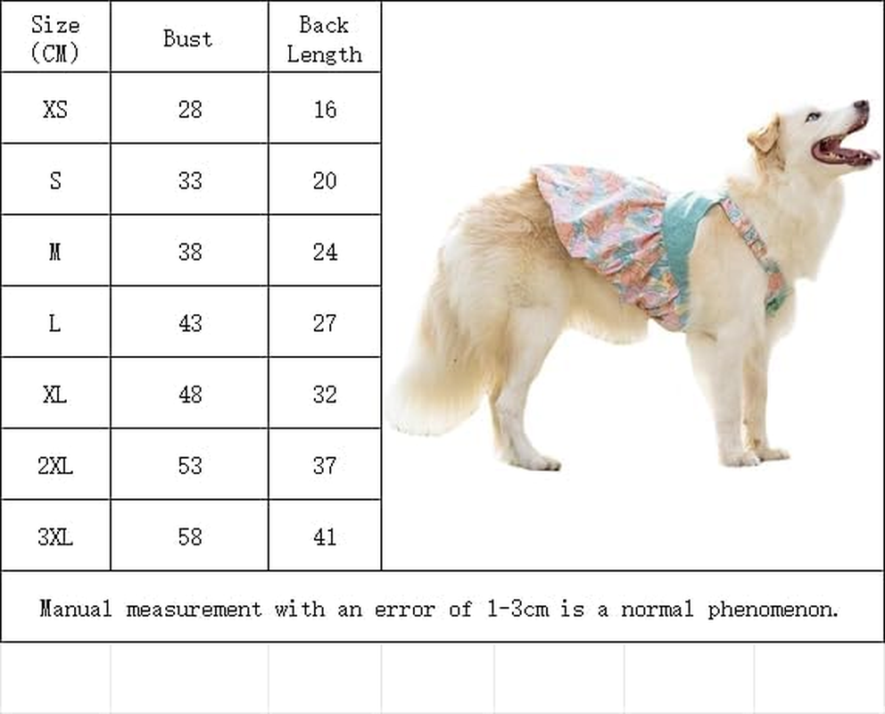 Dog Dress for Small Large Dogs,Floral Dog Wedding Dress Birthday Easter Dresses,Spring Summer Dog Clothes (Blue, M) image number 3