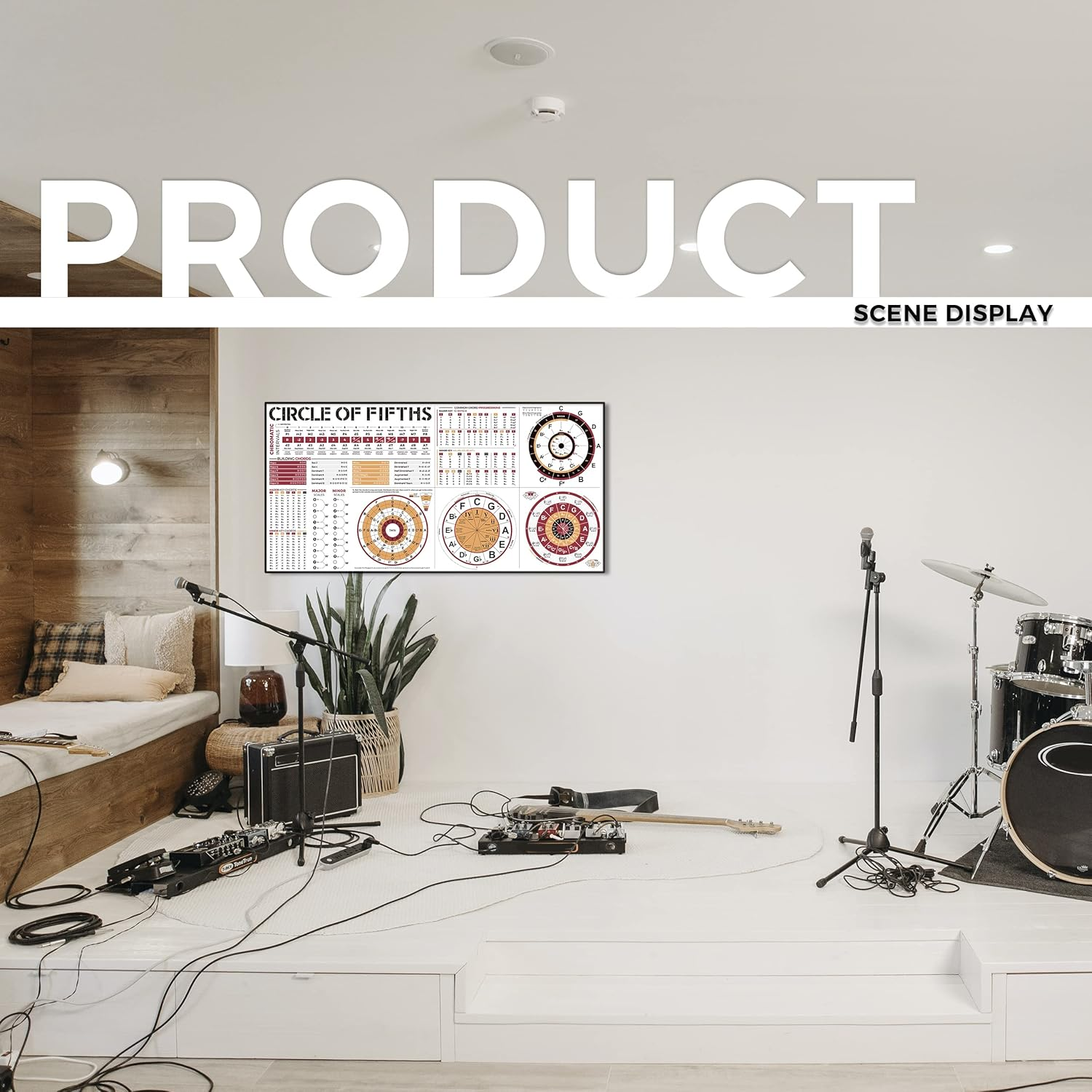 Circle of Fifths Poster for All Musicians, the Chord Wheel Poster for Guitar Piano Keyboard Ukulele Beginner and Teachers, the Music Theory Reference Canvas Wall Chat 24 X 47 Inches image number 1