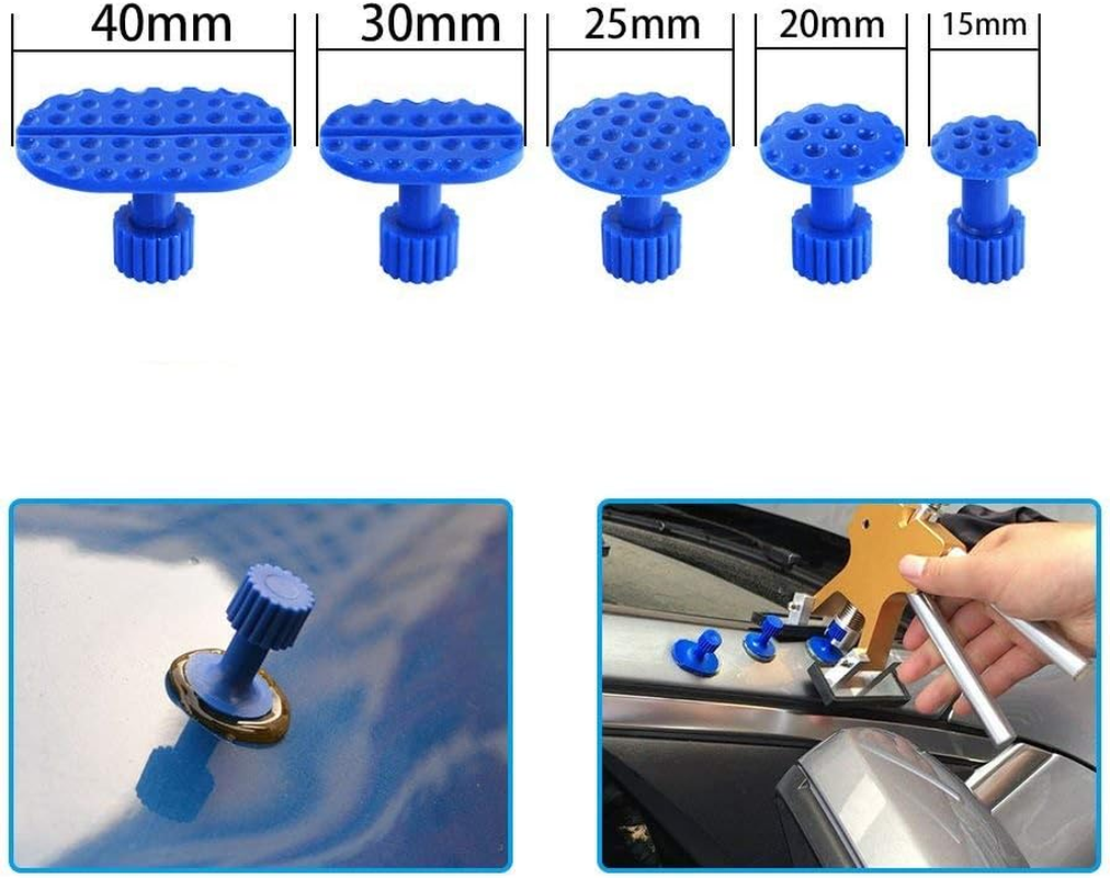 Car Paintless Hammer Repair Dent Puller 2 in 1 Sliding Hammer Dent Repair Tools with Glue Gun Glue Sticks Bridge Puller Tabs (Kit E) image number 1