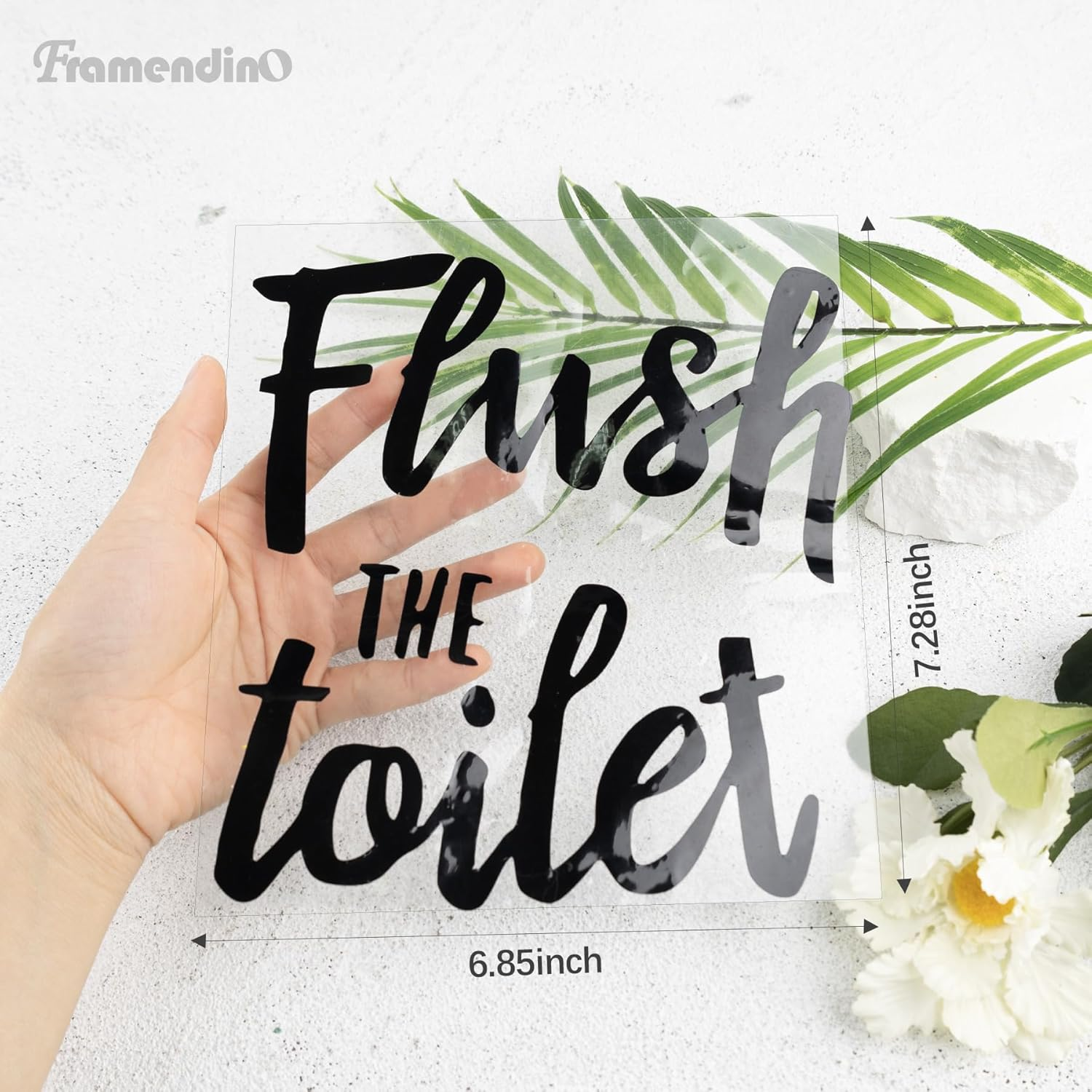 Framendino, 4 Pack Funny Toilet Seat Stickers Flush and Close Lid Decals Sign for Home Bathroom image number 3