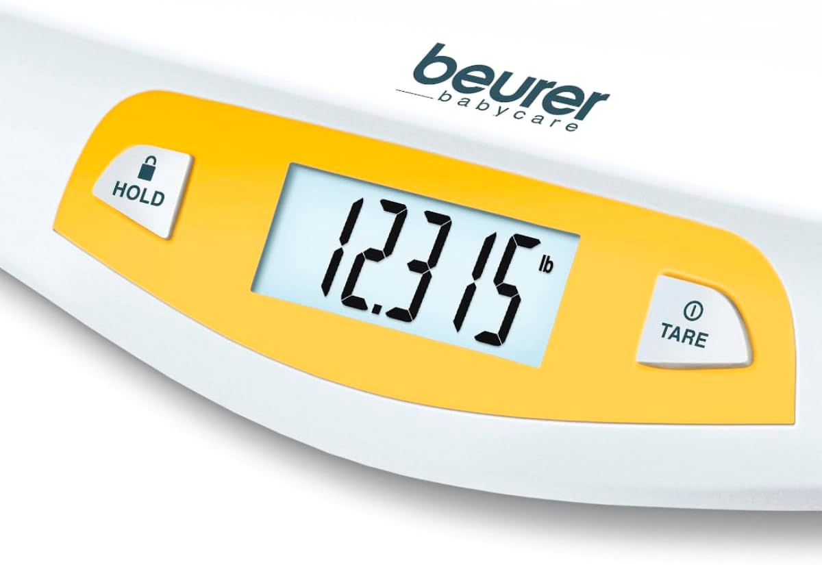 Beurer BY80 Baby Scale | Digital Baby Weighing Scale with Large LCD Screen | Curved Platform for Comfort and Safety | Tare and Hold Functions for Easy Weighing | 20Kg Load Capacity | Easy Wipe-Clean image number 1