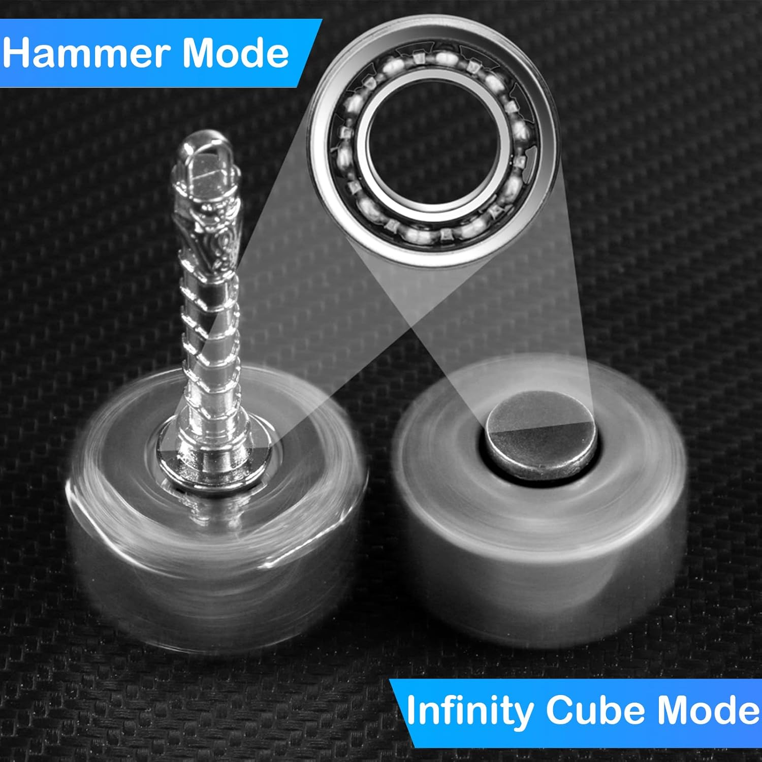 Thor Hammer Fidget Spinners Chain Metal, Gold Fidget Spinner, Fidget Pad, Rainbow Gold Fidgit Spinner for Kids Adults, Fidgets Infinity Cube Blocks Stress Fidgit Toy Set Party Favors Goody Bag Filler image number 2