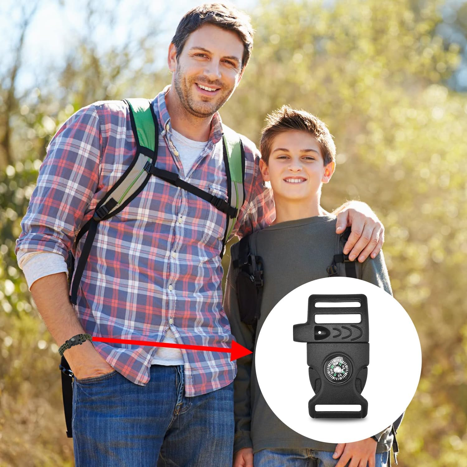 Paracord Buckles, Compass Buckle for Bracelets Clasp Clip Outdoor Camping Emergency Survival Travel Accessories image number 2