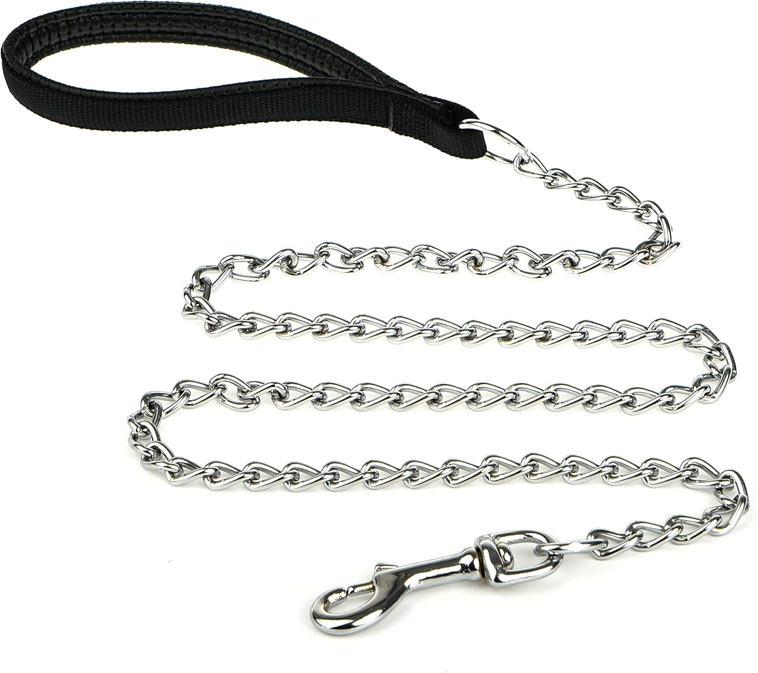 Heavy Duty Dog Leash,4Ft/6Ft Metal Dog Leash Dog Chain with Comfortable Handle for Medium & Large Size Dogs, Improved Dog Safety & Comfort ，Attaches to Pet Collar（Black (4FT) image number 4