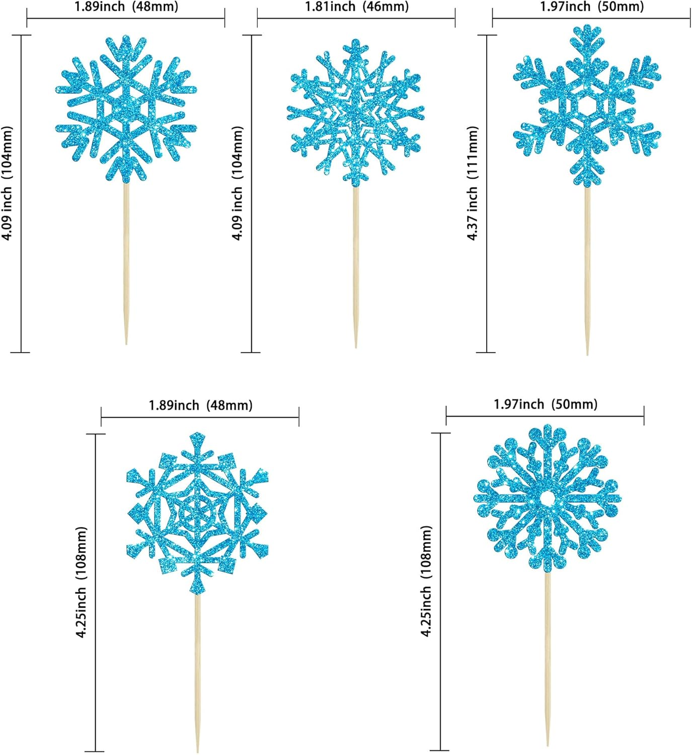 Gyufise 30Pcs Snowflake Cupcake Toppers Blue Glitter Winter Frozen Cupcake Picks Winter Wonderland Cake Decorations for Snowflake Winter Christmas Kids Birthday Party Supplies image number 1