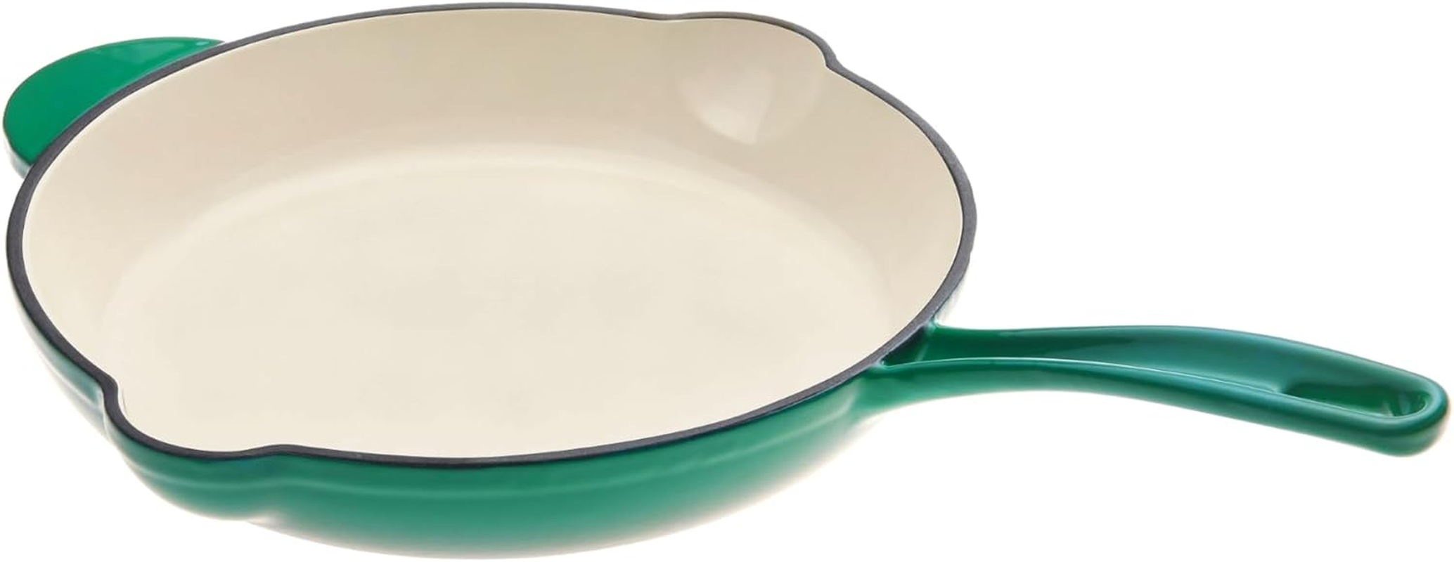 Enameled Cast Iron 26Cm round Fry Pan with Opposite-Side Grip Twin Pouring Lips Non Stick Shallow-Fry Skillet Enamel Coated Frying Pan - Eden Green image number 6