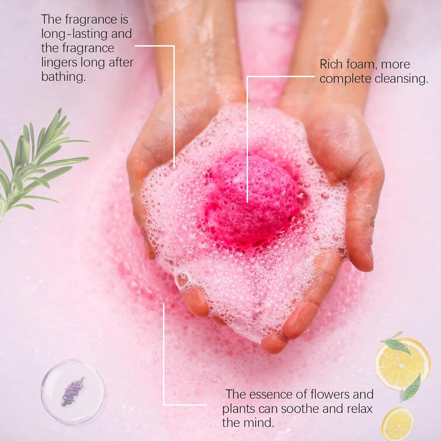 Natural Bath Balls,Bath Bubble Salt Ball | Natural Bath Balls for Relaxation and Stress Relief, Long-Lasting Fragrance Bath Balls image number 3