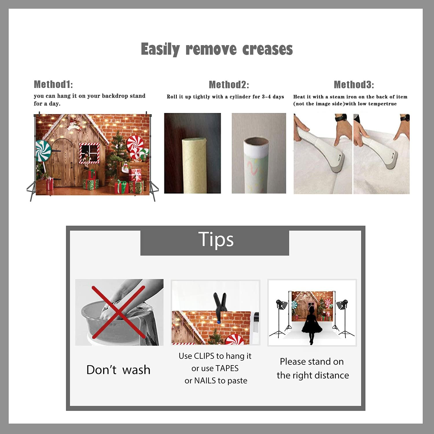 LTLYH 8X6Ft Christmas Fabric Photography Backdrop Gingerbread House Candy Tree and Gifts for Kids Portrait Photo Studio Booth Photographer Props 119 image number 3