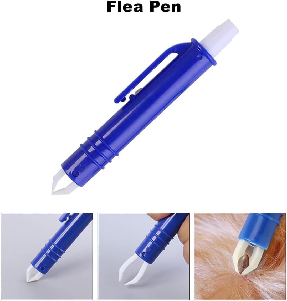 AIMALL 5PCS Tick Removal Kit for Pets, Dog Lice Fork, Flea Hook, Insect Catch Tweezers Set, Professional Pet Grooming Tool image number 6