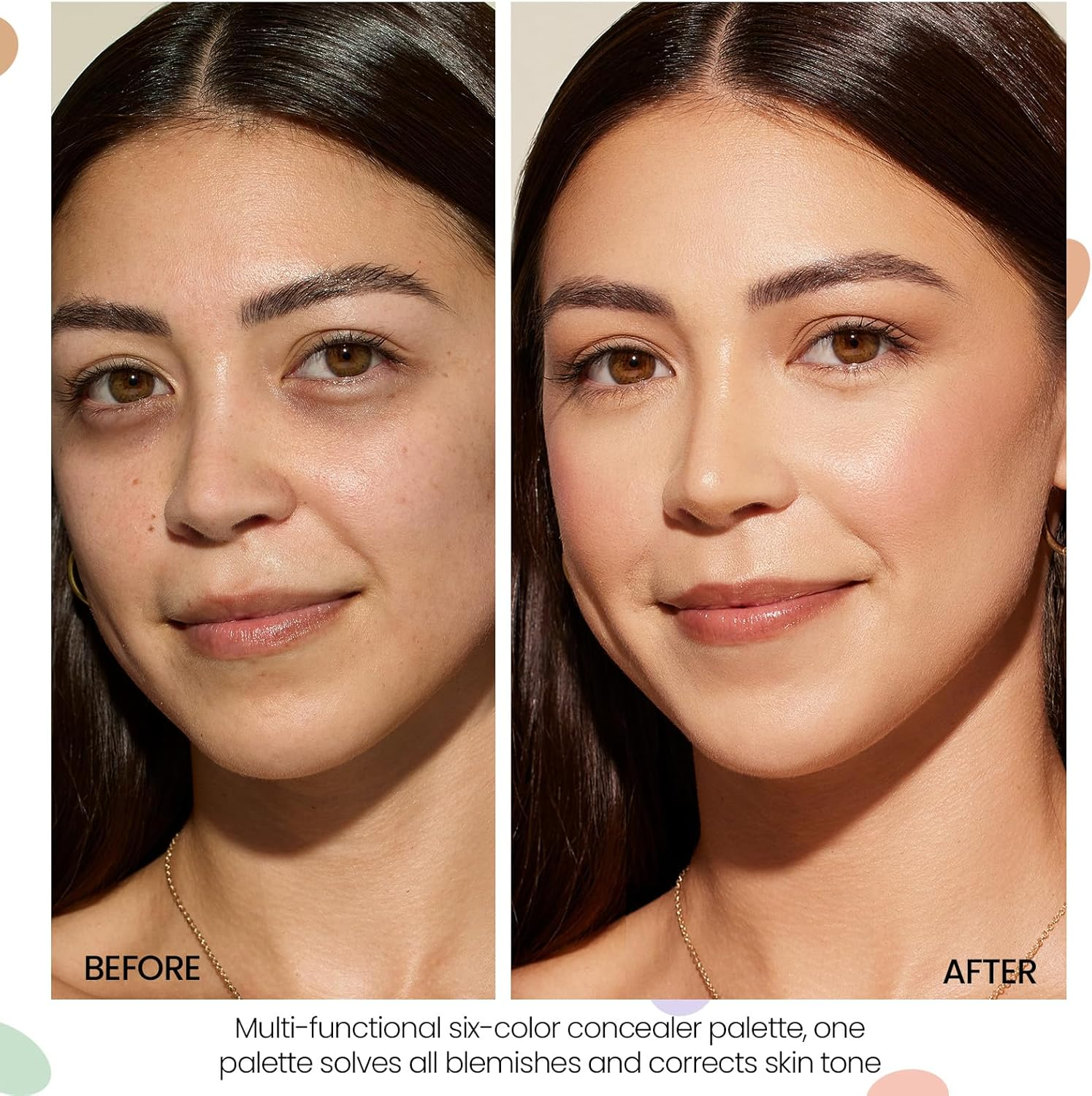 DAGEDA 6 Colors Concealer Palette, Full Coverage Smooth Color Corrector Cream, Long Lasting and Water-Proof Colour Correcting Concealer, Multi-Functional Concealing Palette for Face Makeup (02 Light)