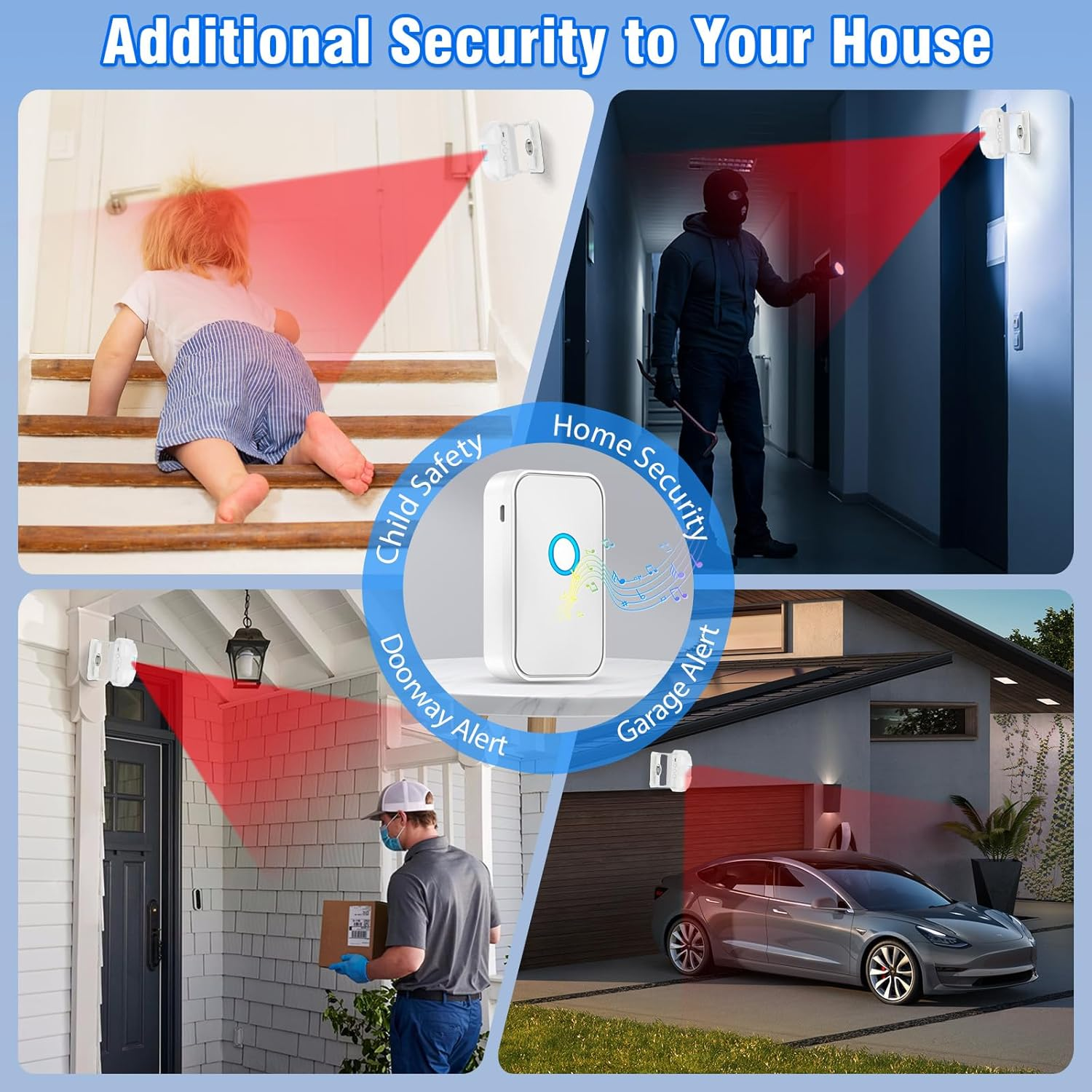 DAYTECH Motion Sensor Door Chime, Wireless Doorbell for Business Entry with 3 Working Modes Welcome Infrared Motion Sensor Detector Caregiver Reminder for Elderly, 1 Receiver 1 Detector image number 2