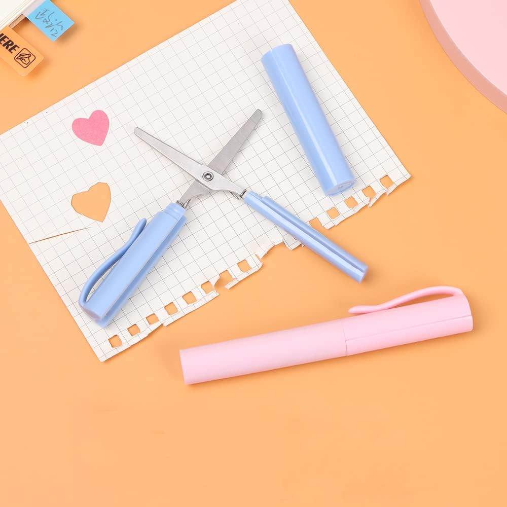 2 Pack Portable Pen Shape Scissors Small Paper Scissor Creative Safe Folding Scissors DIY Multifunction Paper Cutting Art Tool for Office School image number 2