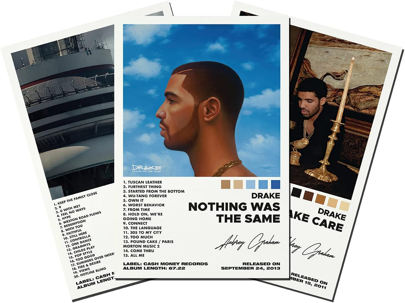 A Set of 3 Canvas Posters,Drake Poster Nothing Was the Same Poster, Album Aesthetics 3 Piece Set,12X18In Canvas Prints Unframed Set of 3 image number 1