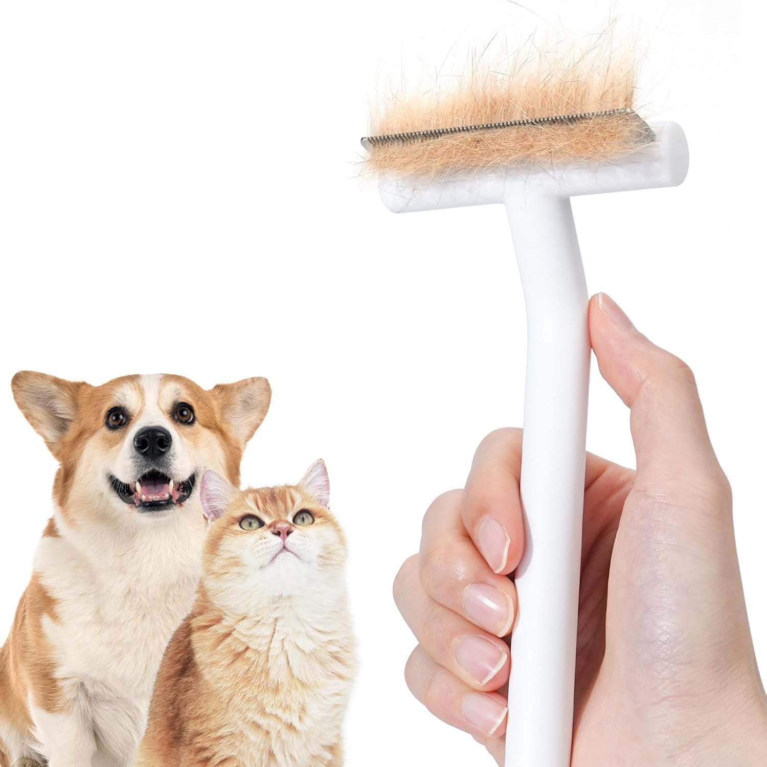 Aumuca Pet Deshedding Tools for Short Haired Dogs & Cats, Highly Deshedder Grooming Brush image number 1